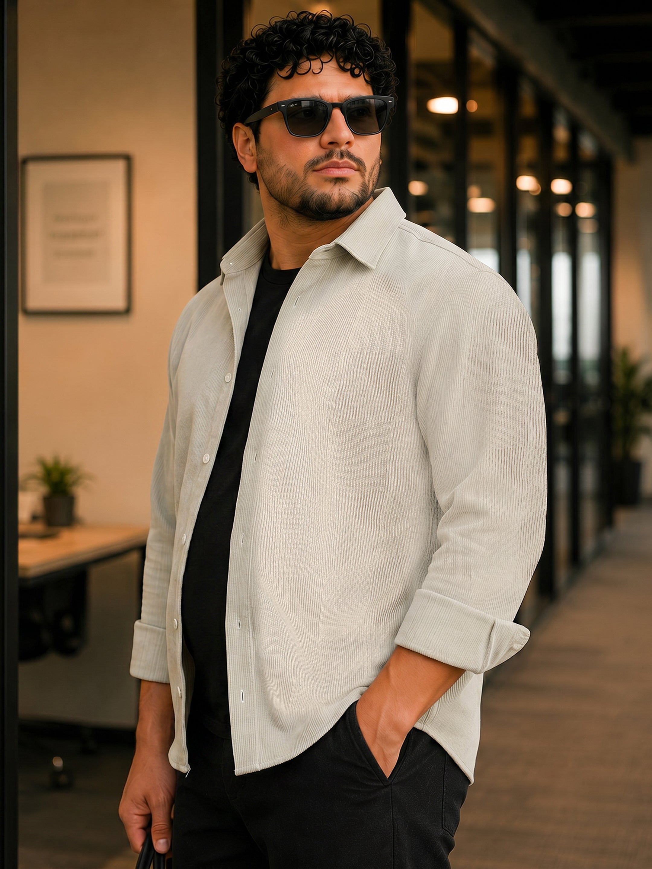 Solid Jacquard Knit Shirt