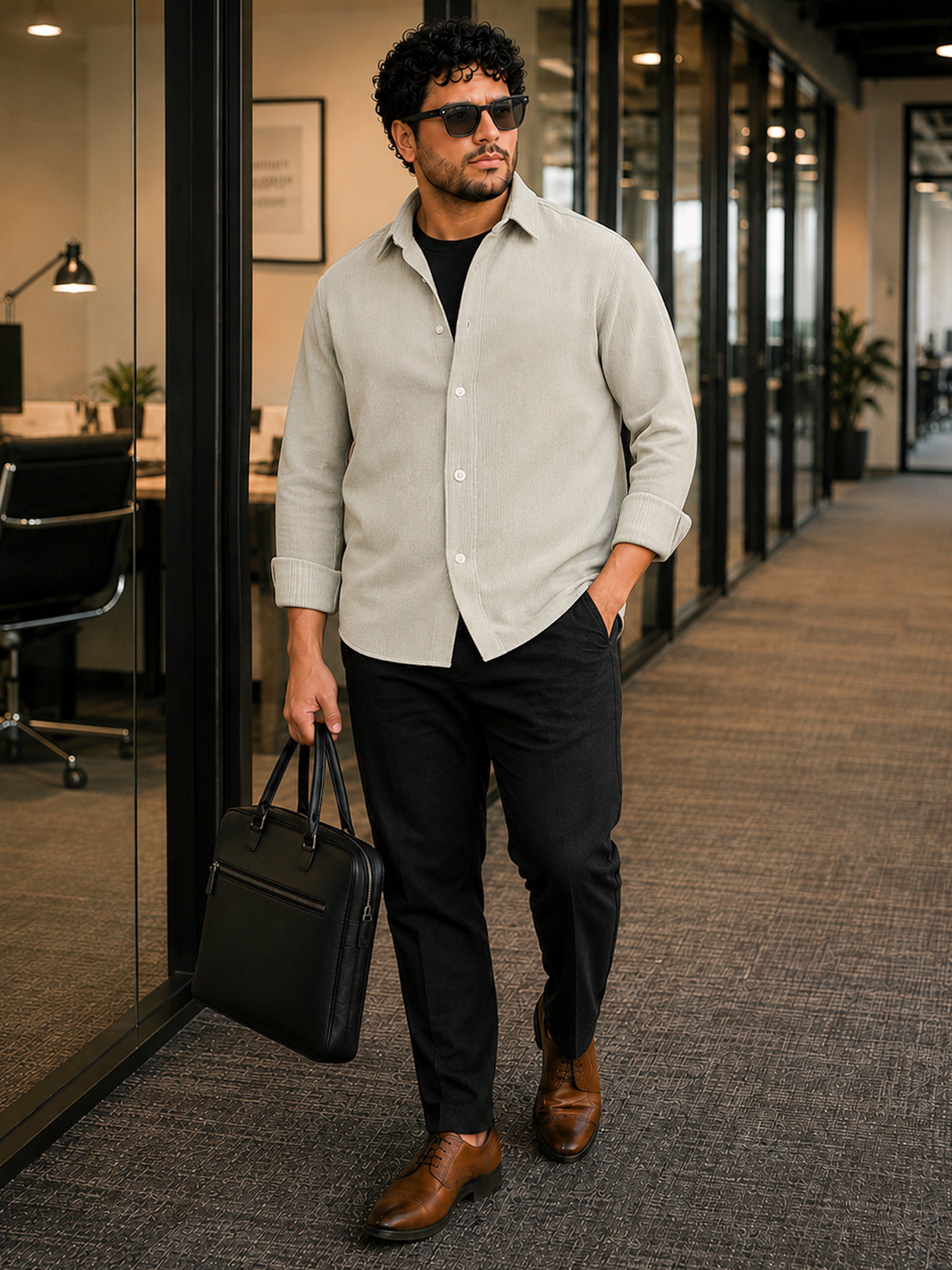 Solid Jacquard Knit Shirt