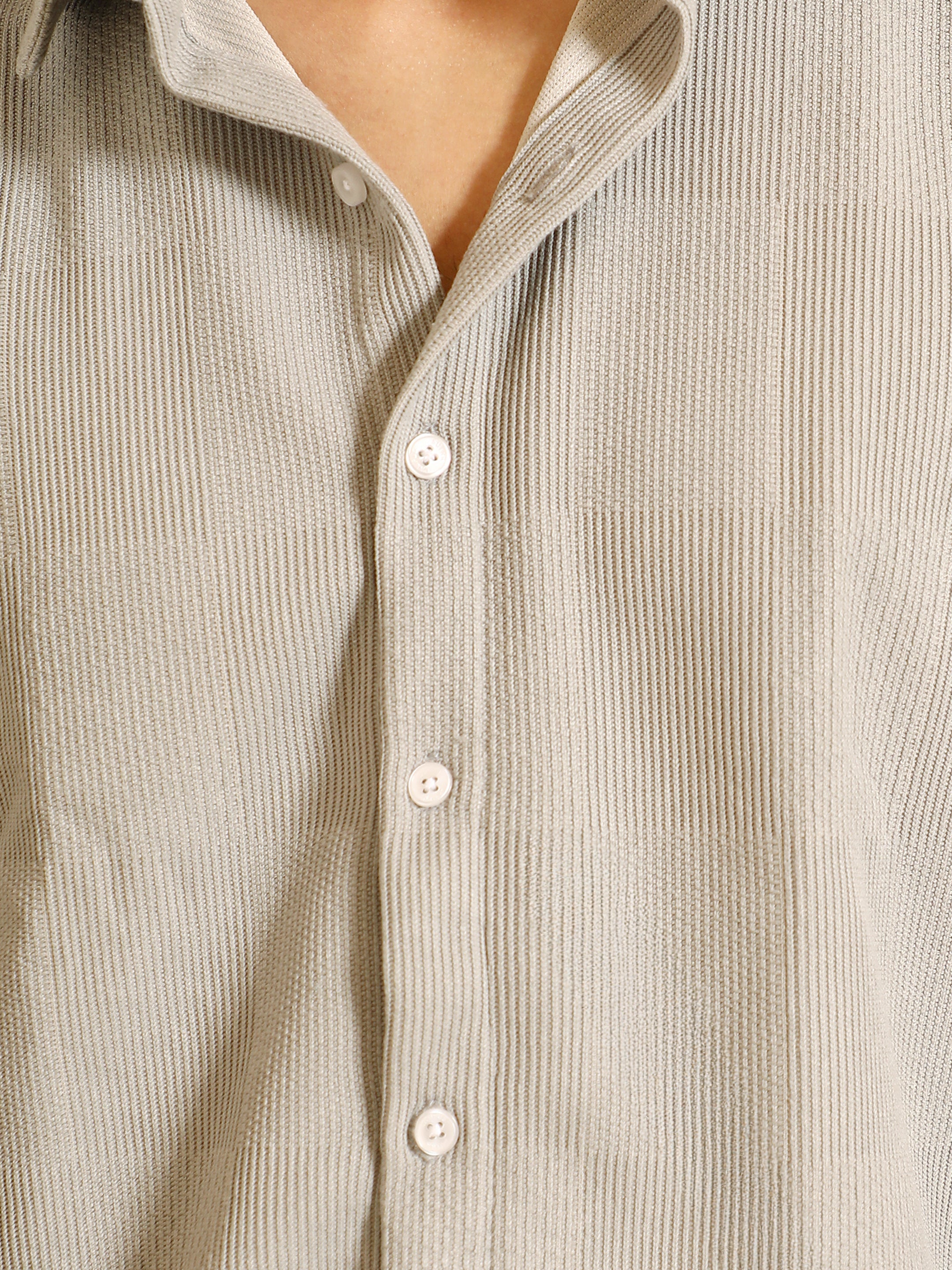 Solid Jacquard Knit Shirt