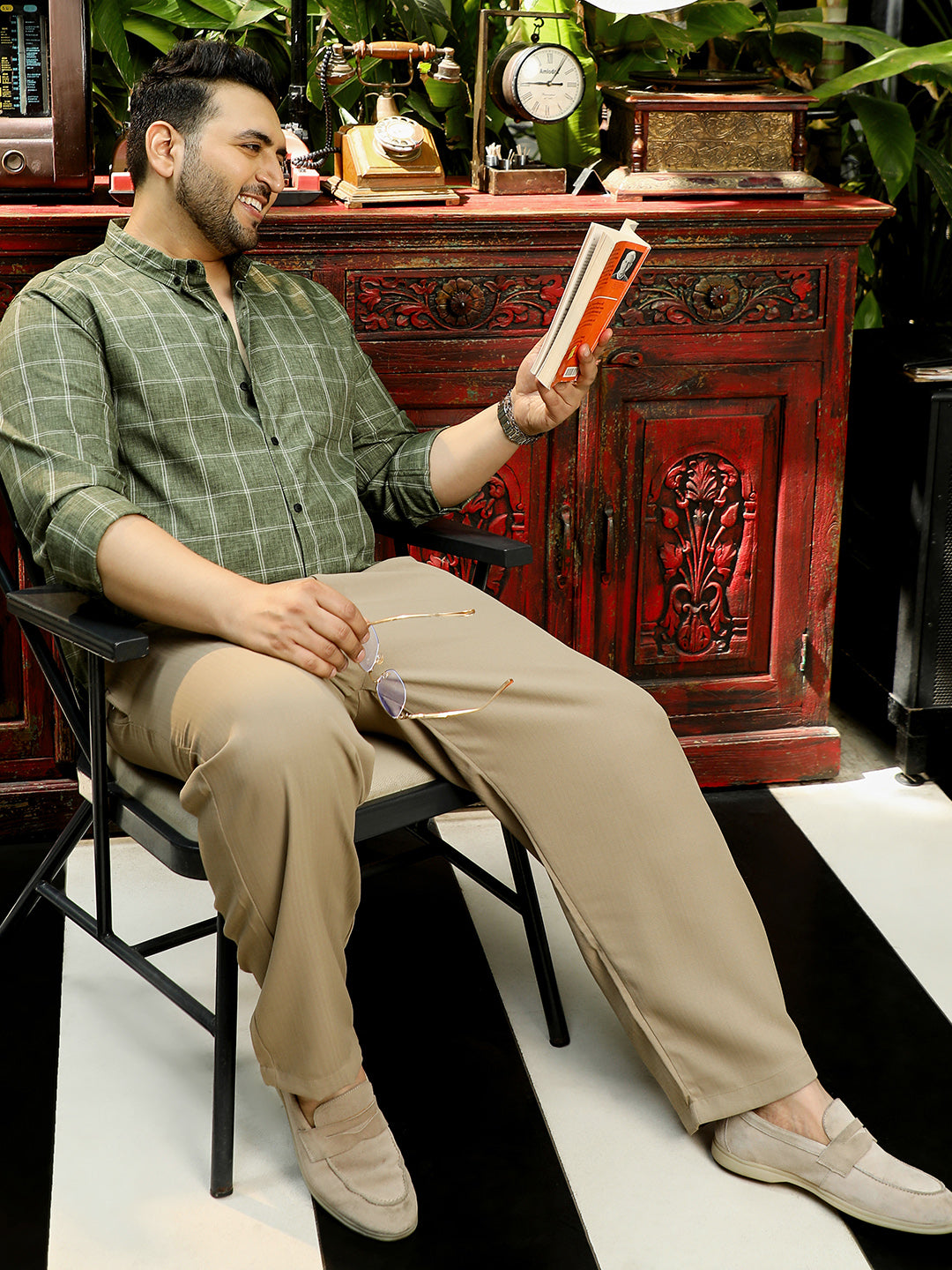 Olive Graph Check Shirt