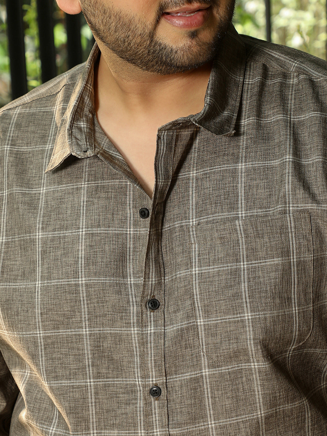 Dark Khaki Checks Shirt