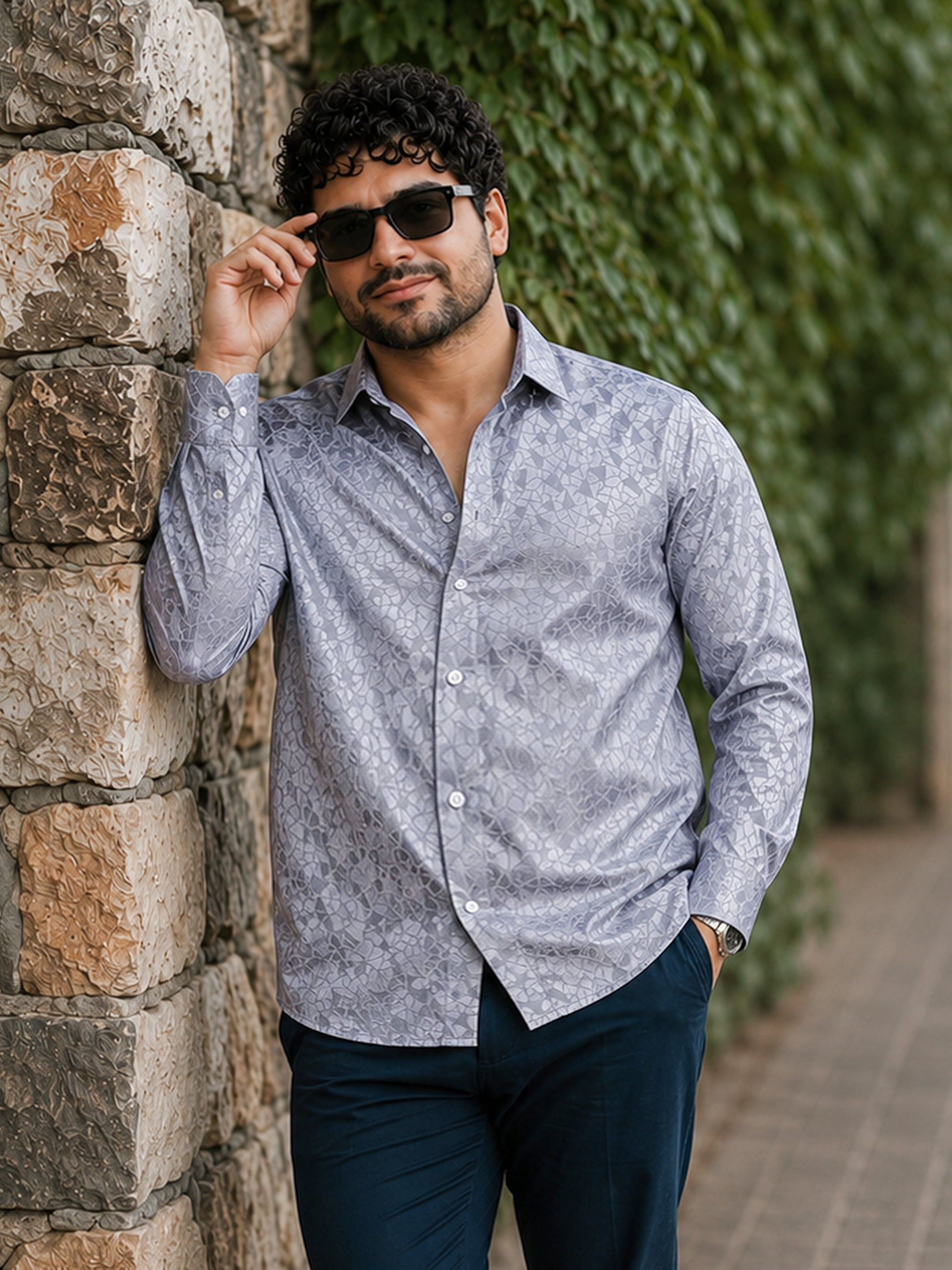 Satin Jacquard Knit Shirt