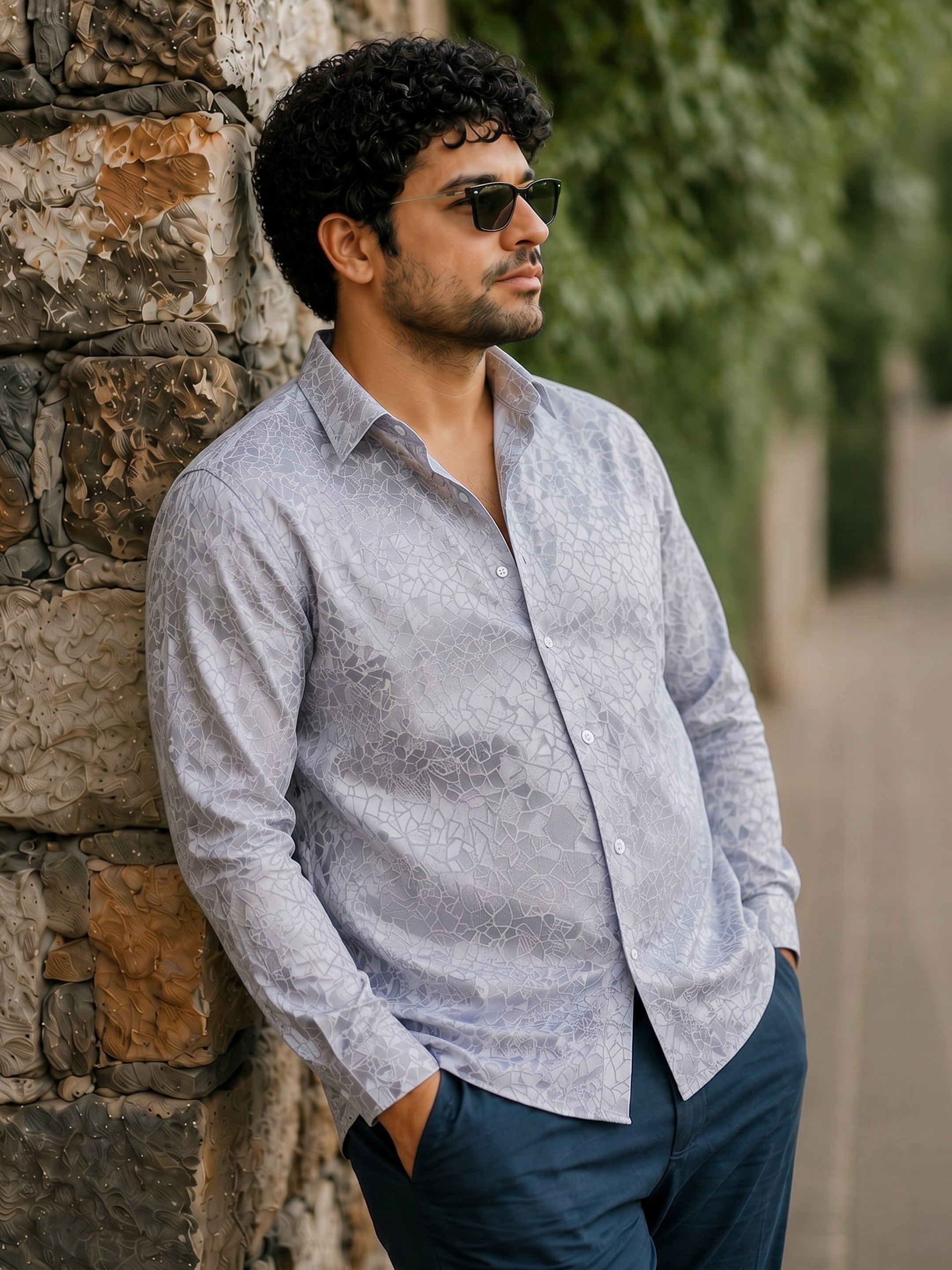 Satin Jacquard Knit Shirt