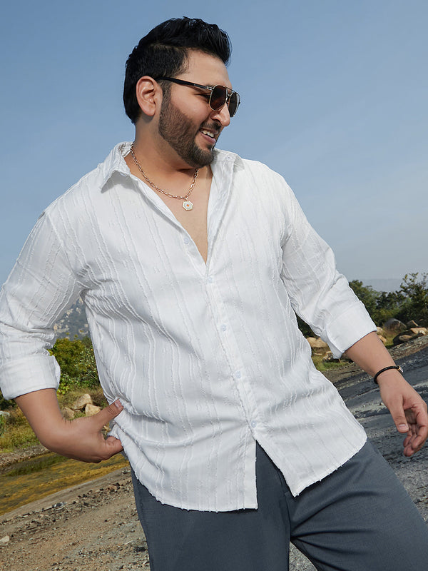 Men's Ripple Instafab Plus Men's Chalk White Ripple-Edge Shirt