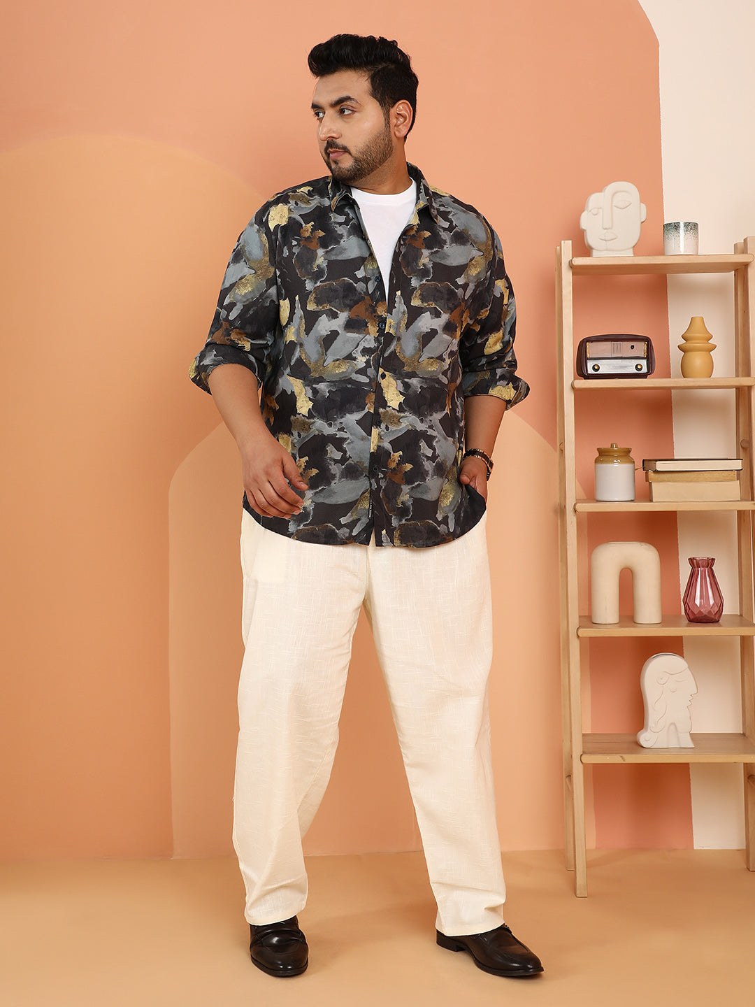 Metallic-Stained Floral Shirt