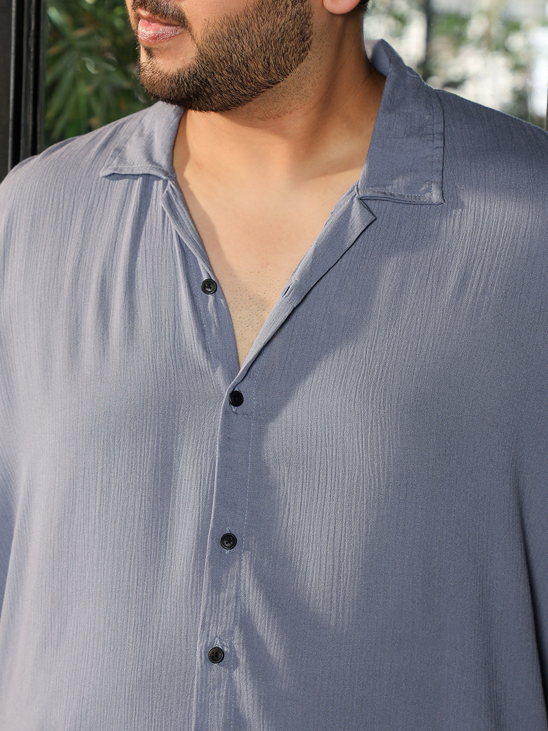 Light Steel Blue Textured Shirt