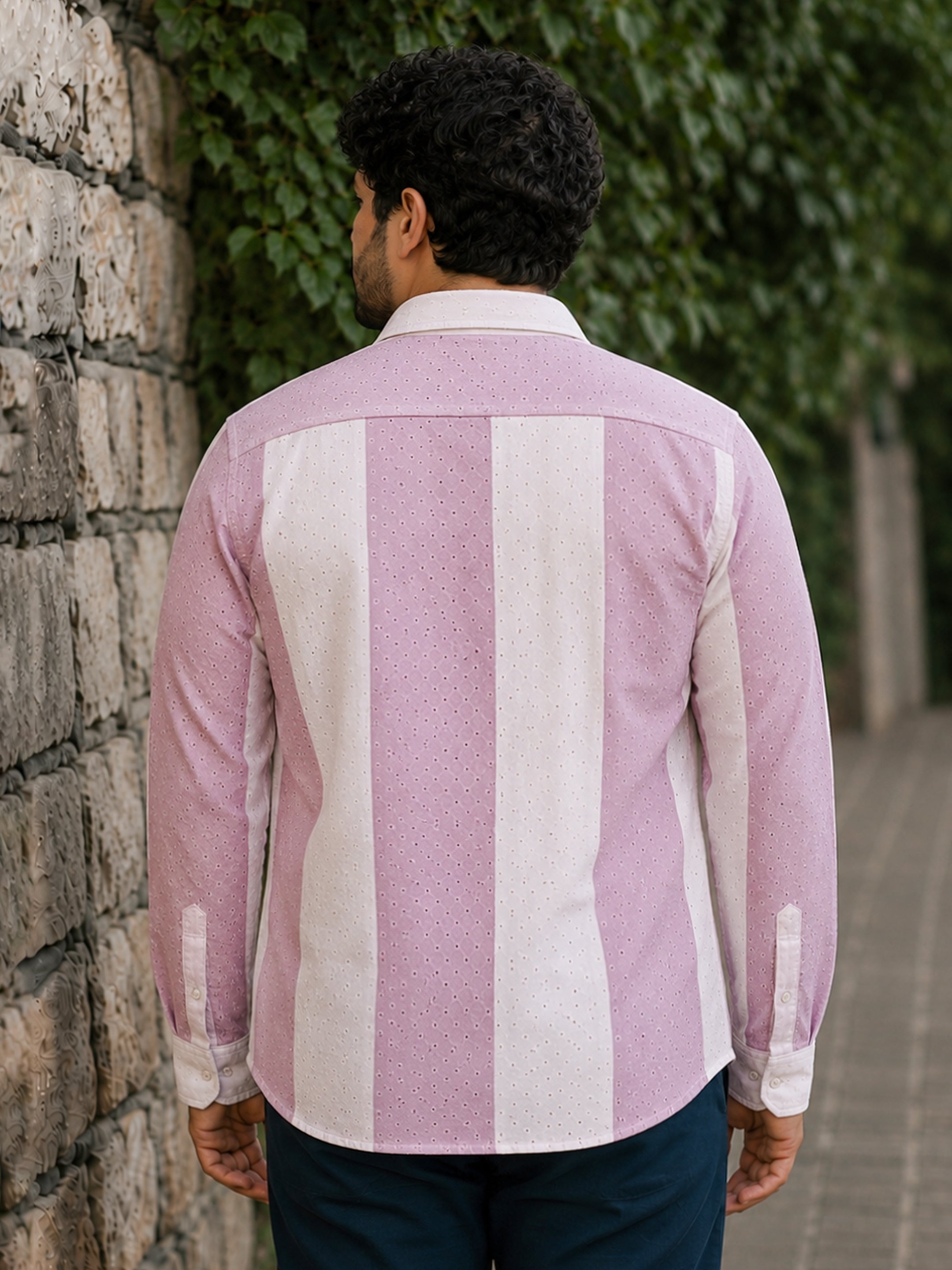 Vertical Stripe Schiffli Shirt