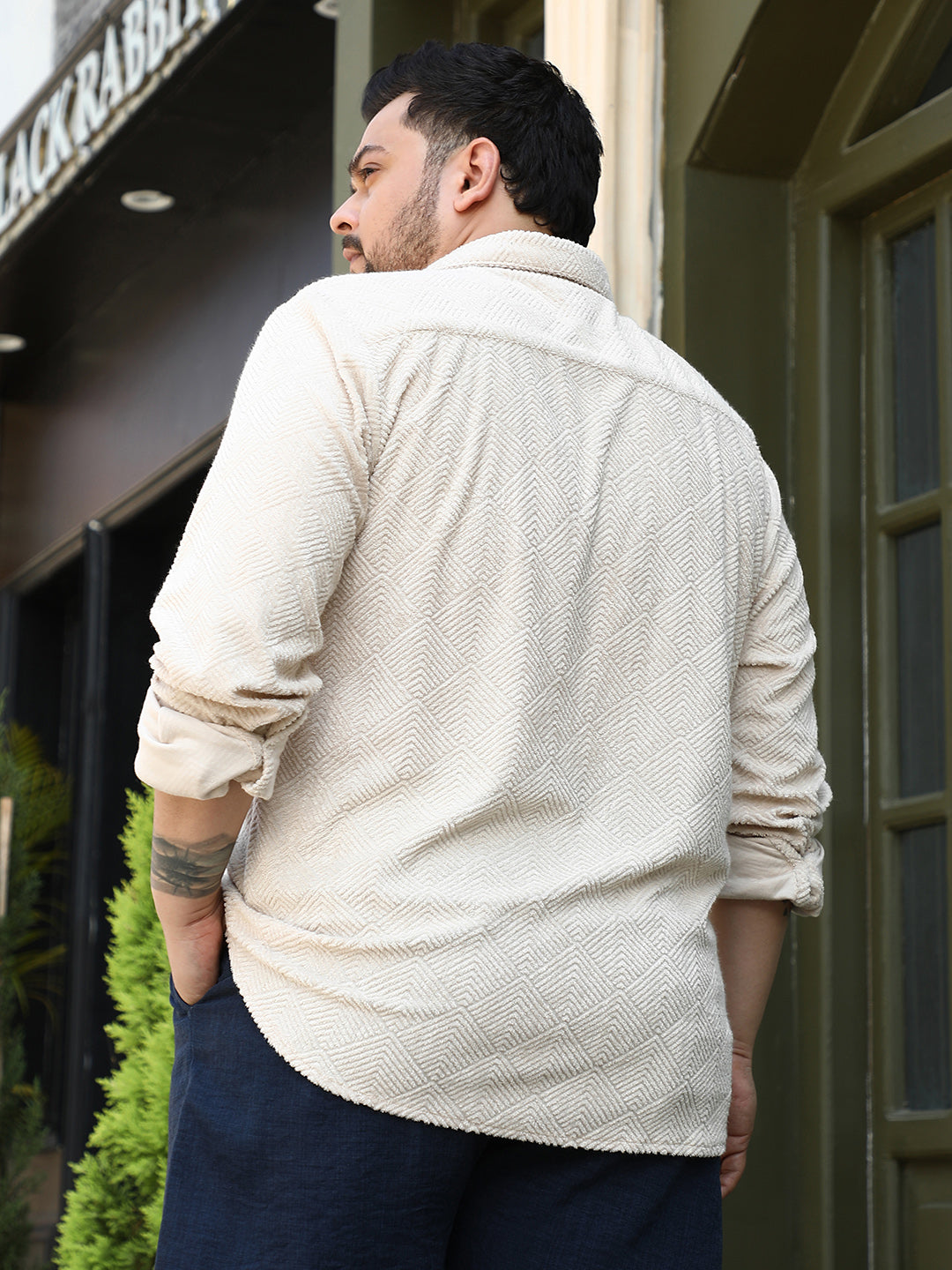 Weave-Block Regular Shirt