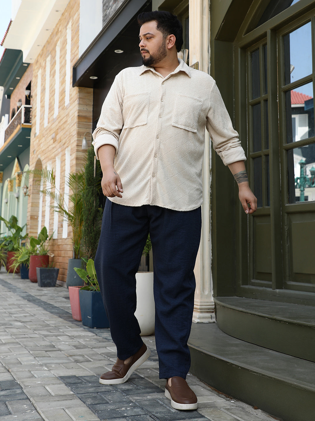 Weave-Block Regular Shirt