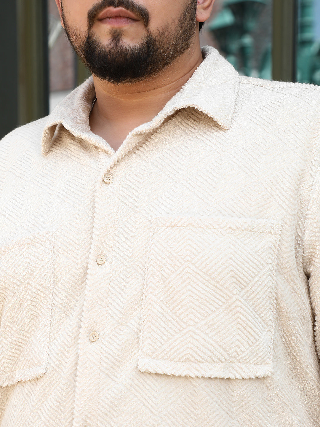 Weave-Block Regular Shirt