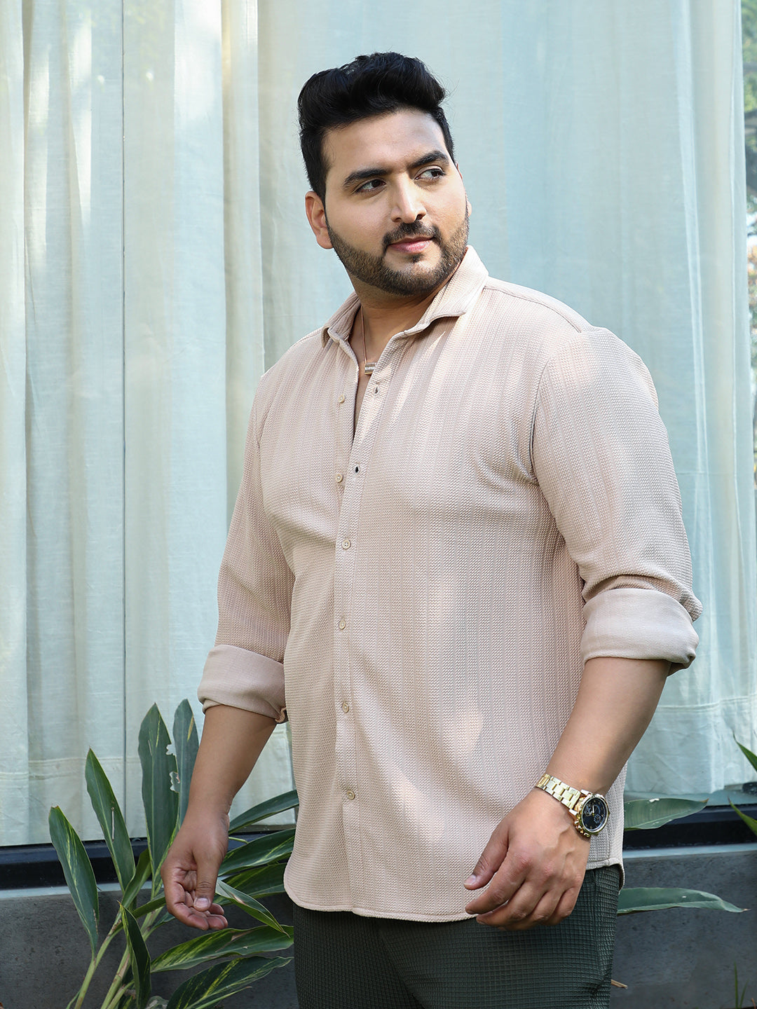 Chevron-Panel Tactile Shirt