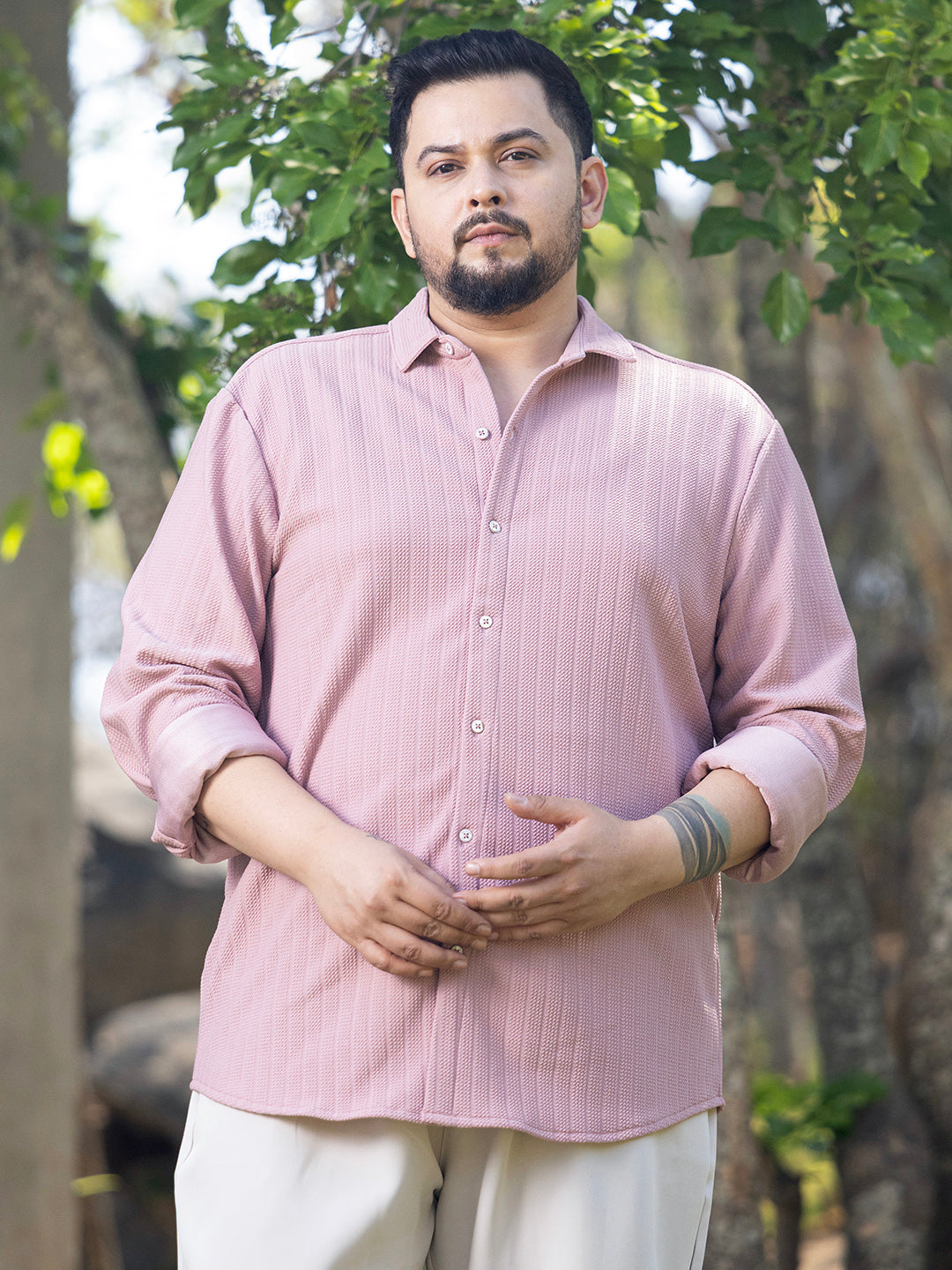 Chevron-Panel Tactile Shirt