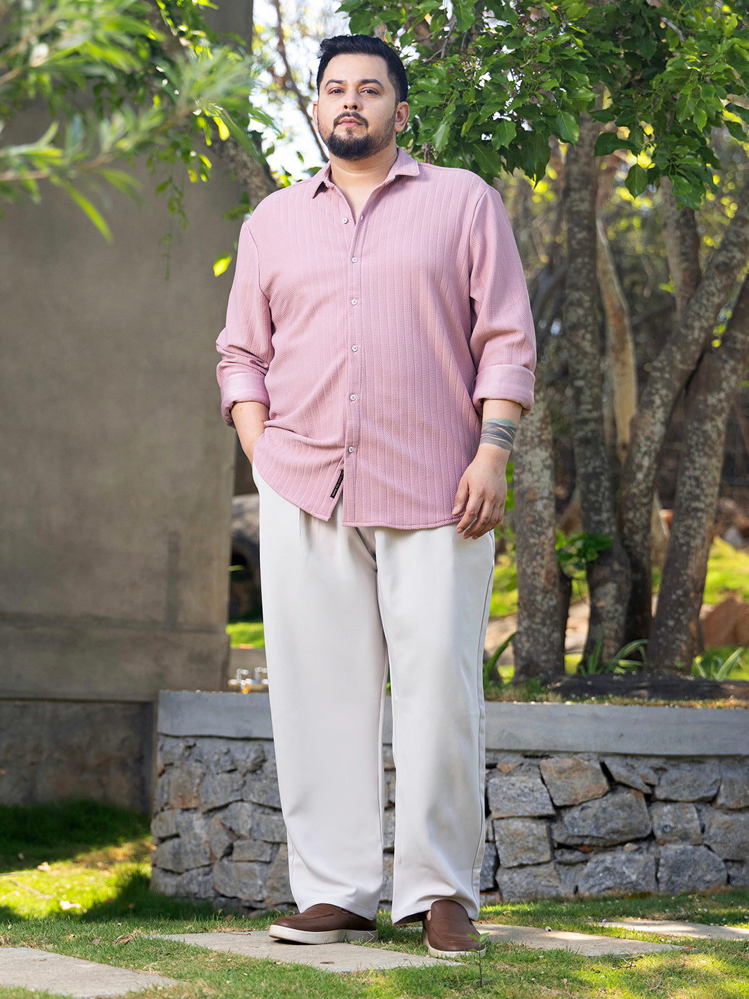 Chevron-Panel Tactile Shirt