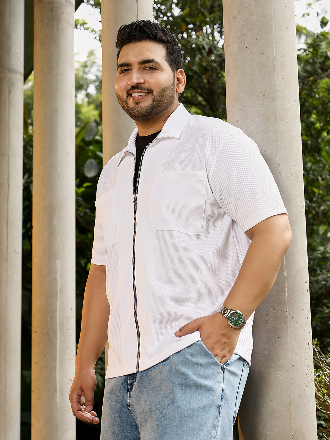 Waffle-Utility Oversized Shirt