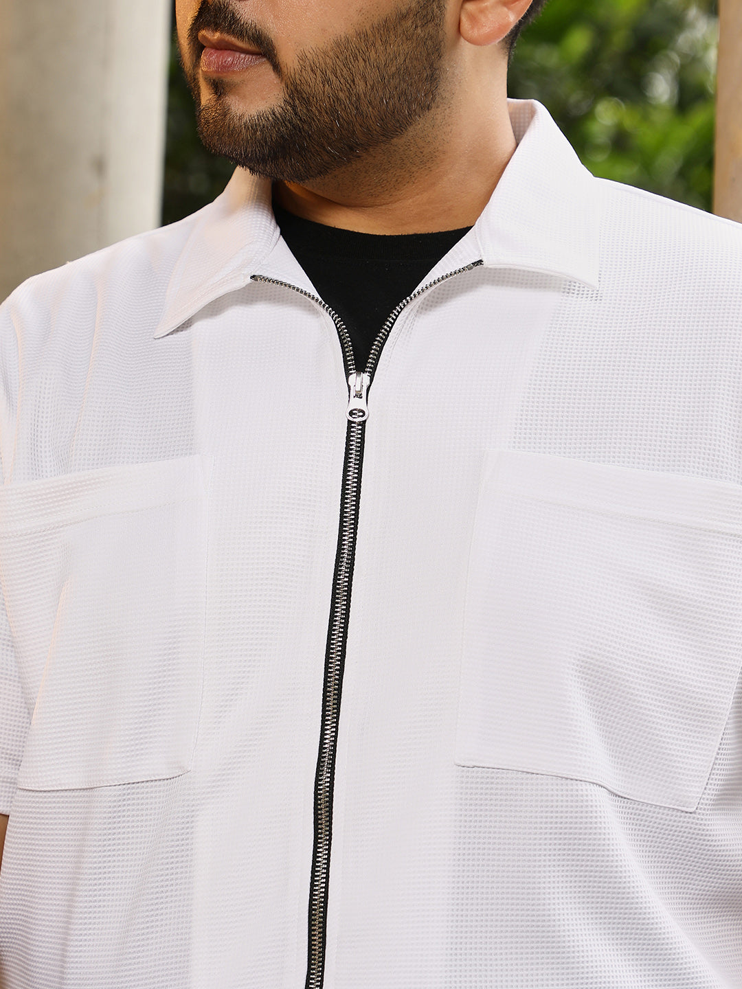 Waffle-Utility Oversized Shirt