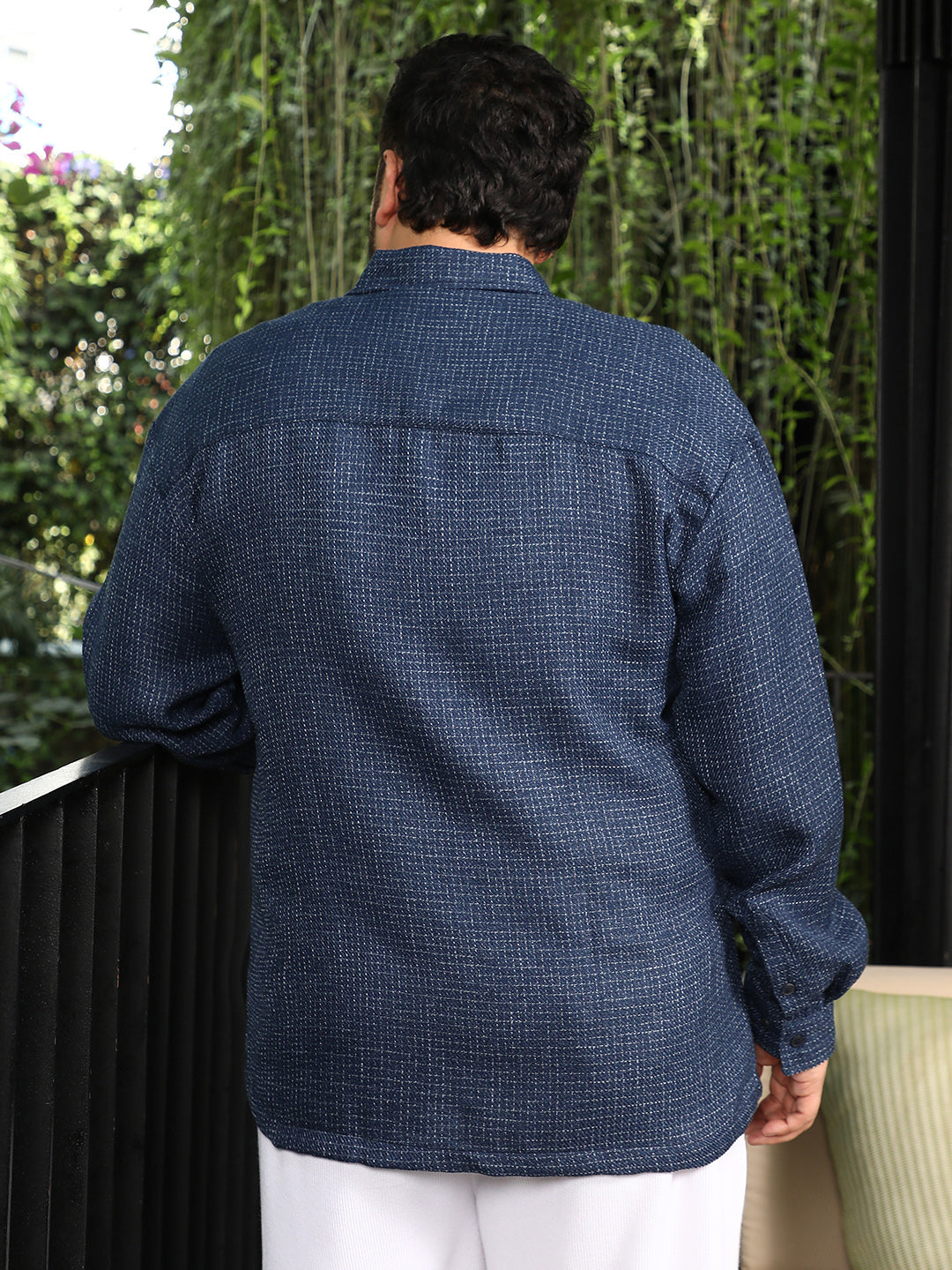 Grid-Weave Jacquard Shirt