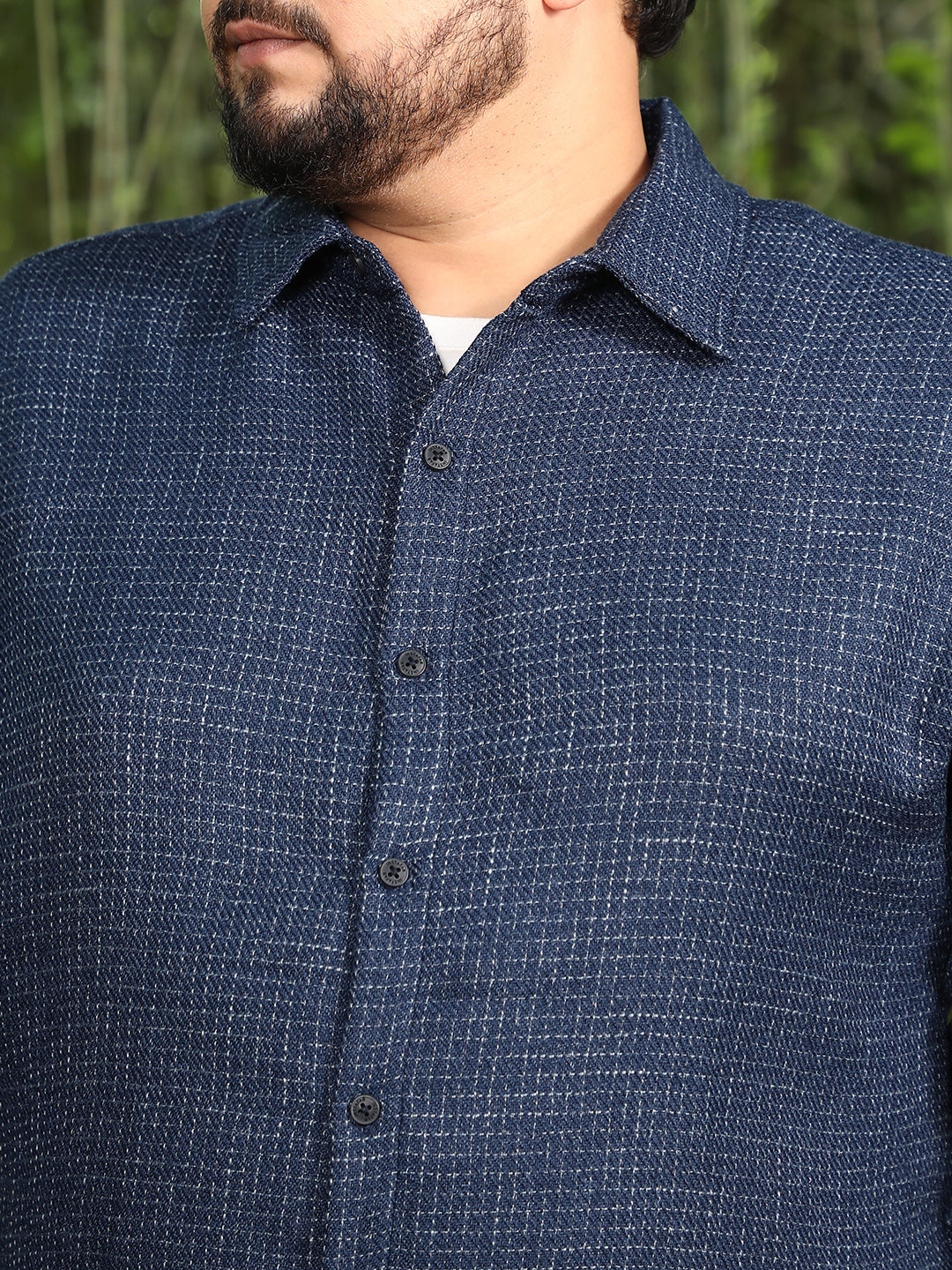 Grid-Weave Jacquard Shirt