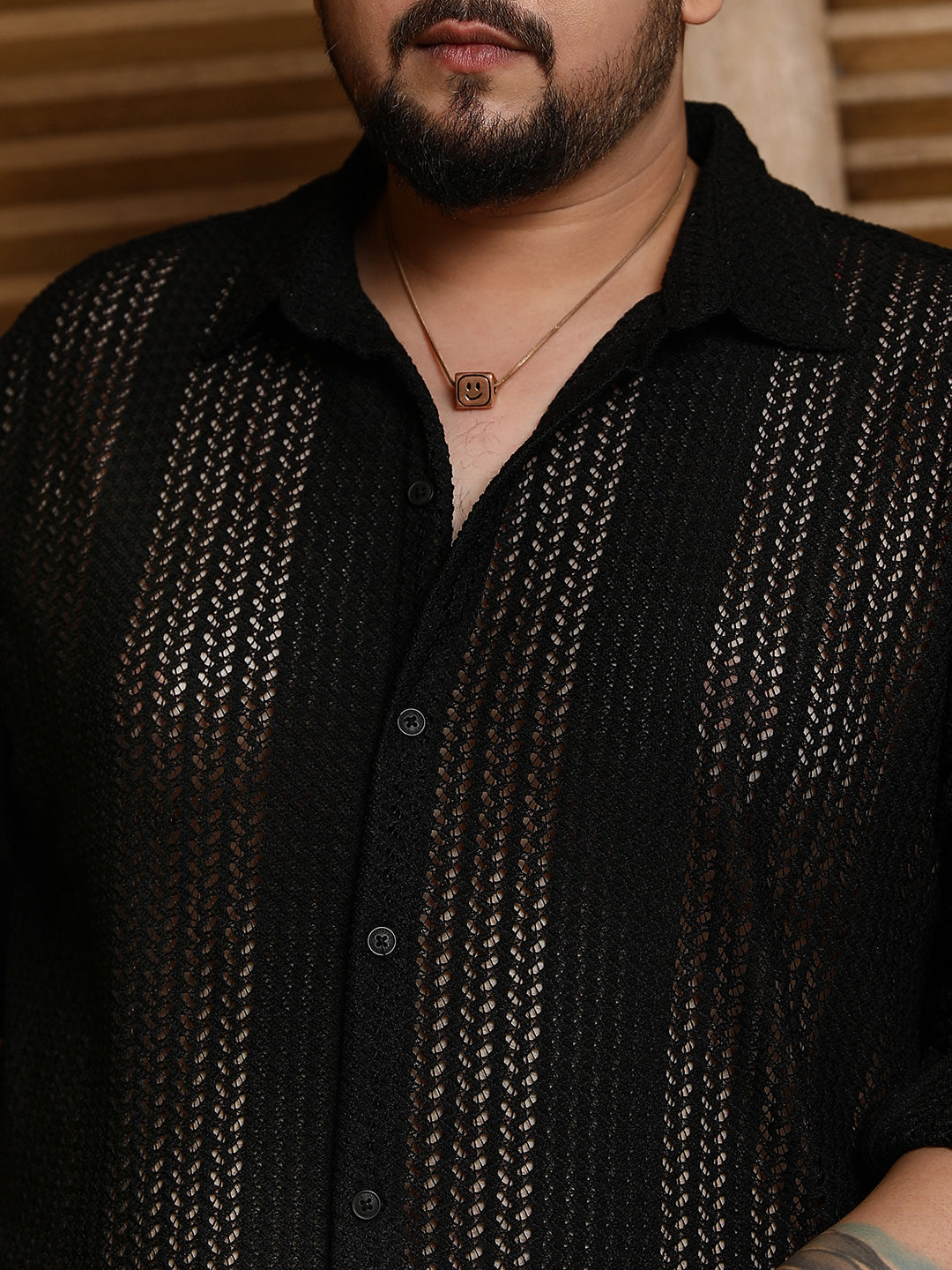 Chevron Open-Knit Shirt
