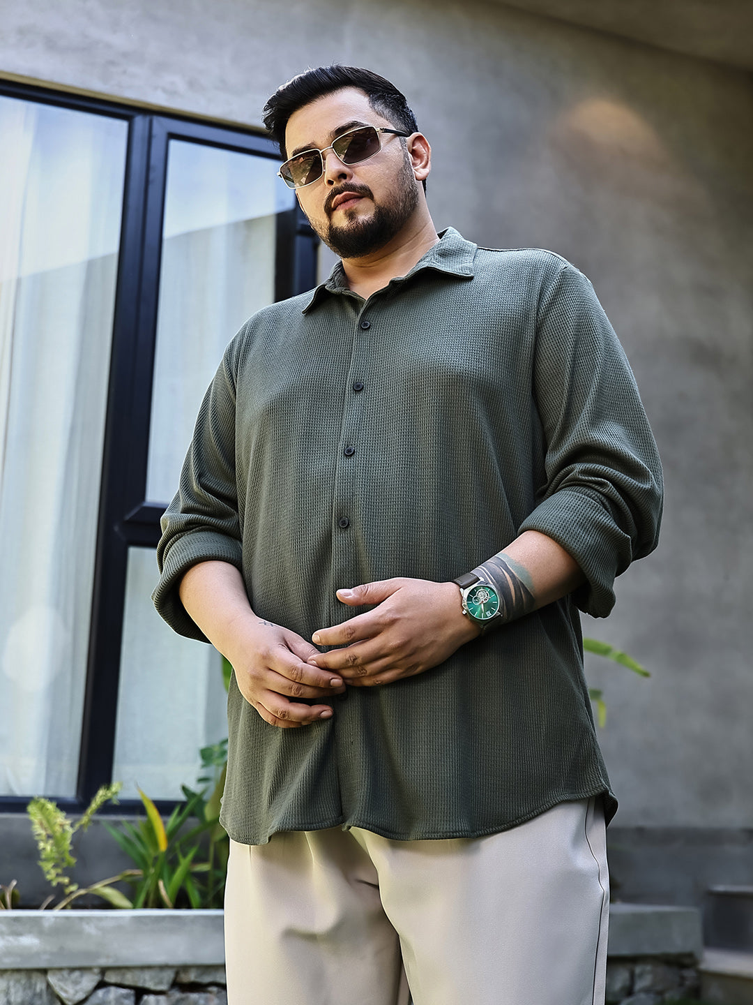 Waffle-Knit Shirt