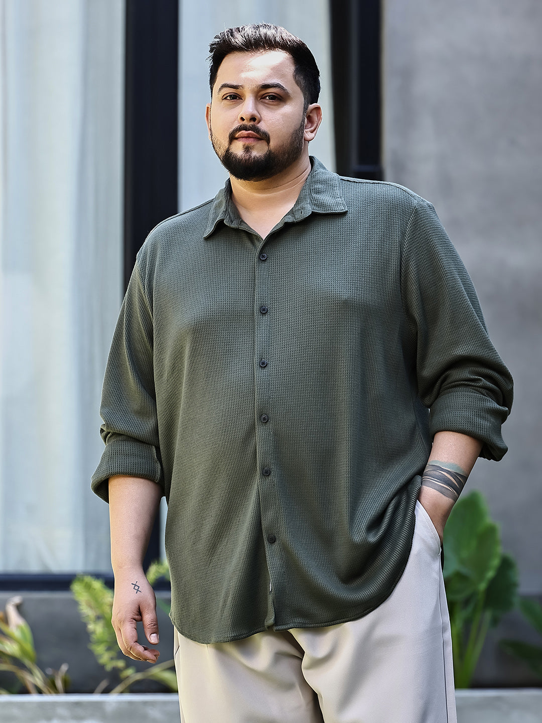 Waffle-Knit Shirt