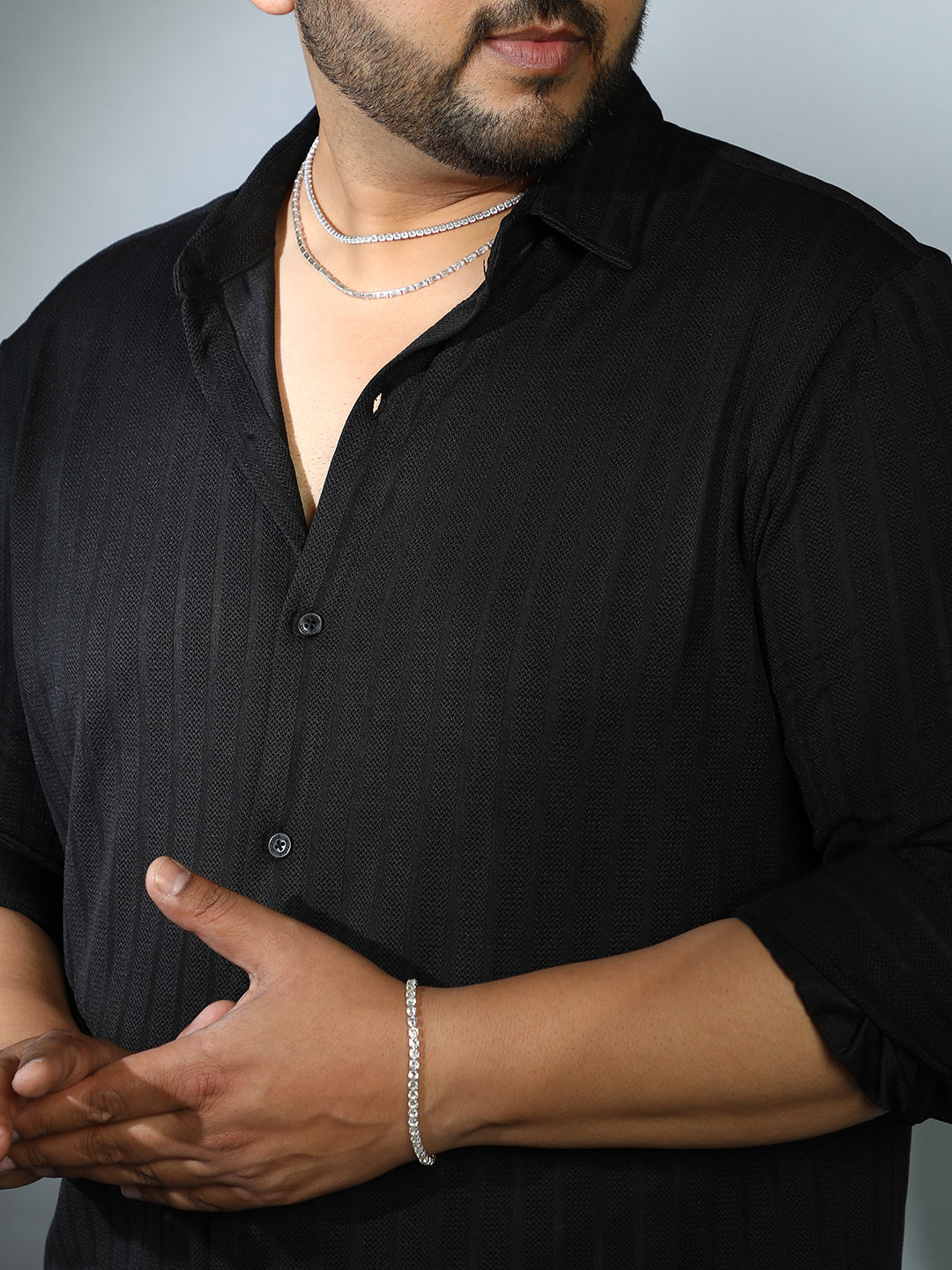 Chevron-Panel Tactile Shirt