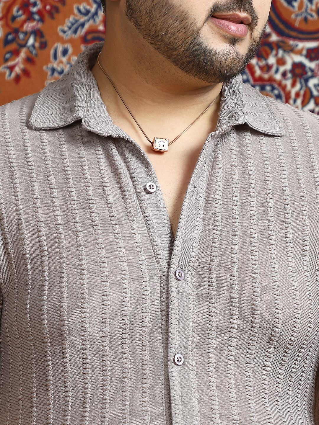 Cross-Stitch Stripe Knit Shirt