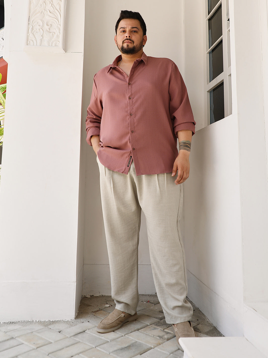 Solid-Woven Regular Shirt