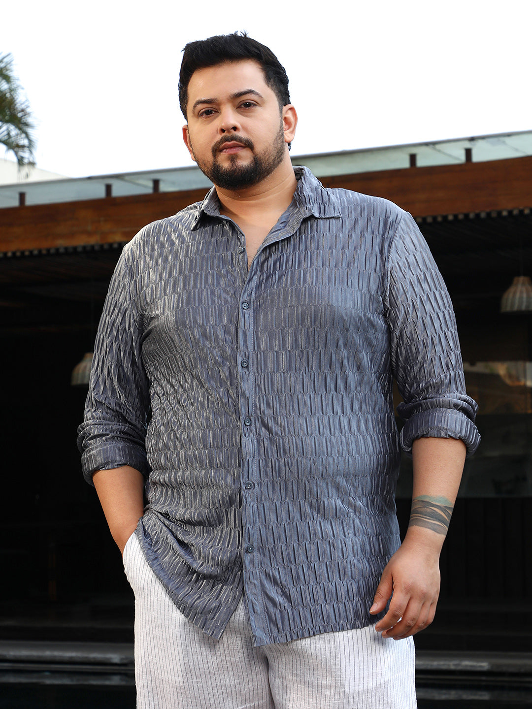 Ruche-Pleated Shirt