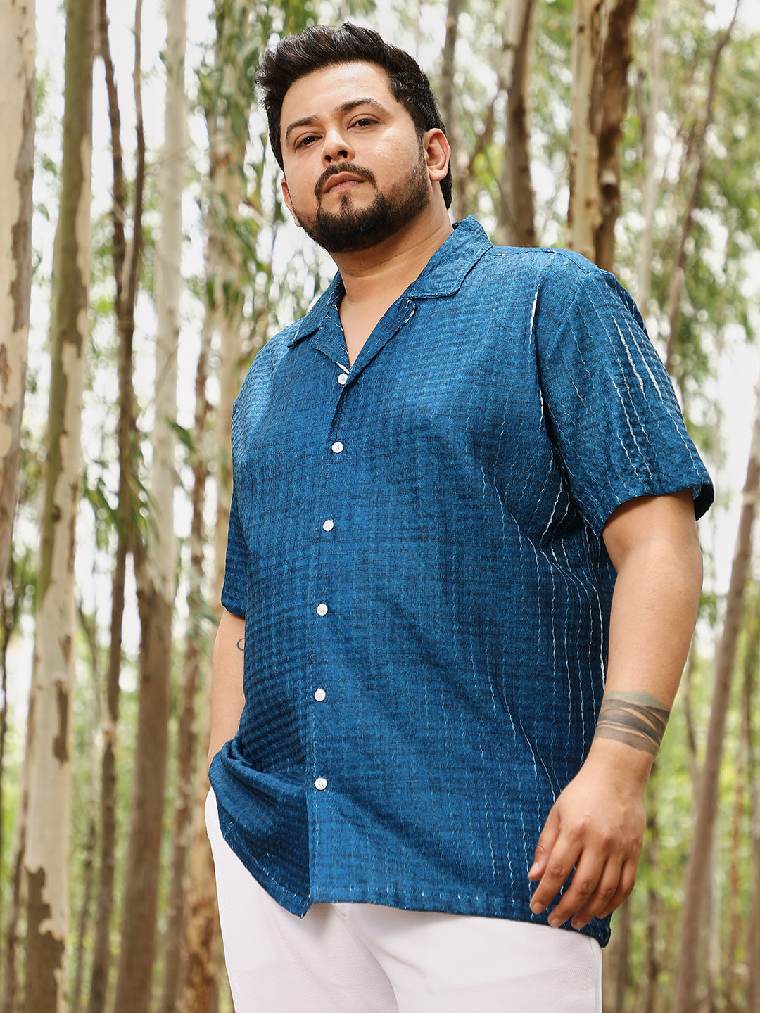 Dye-Textured Cuban Oversized Shirt