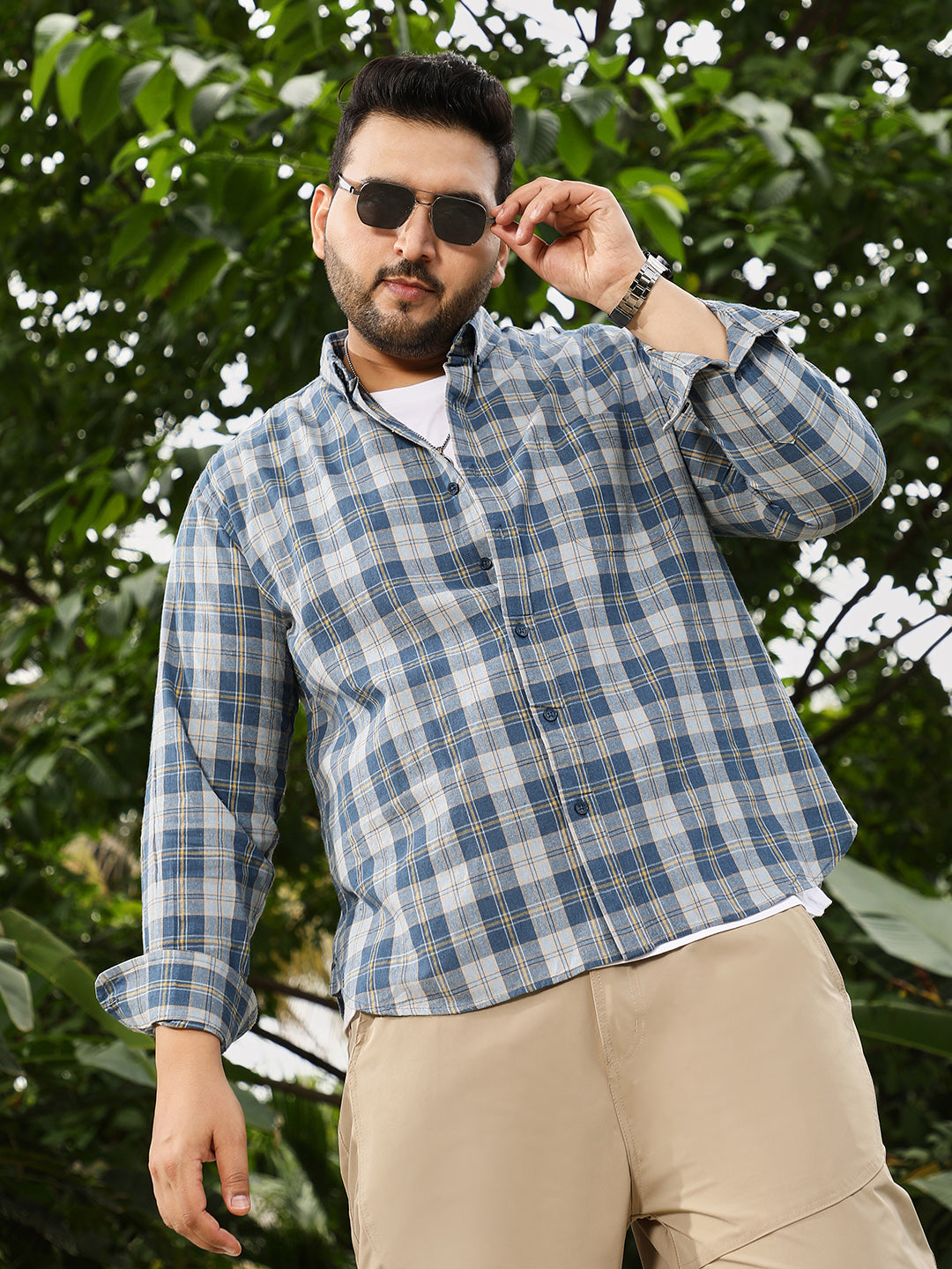 Button-Down Plaid Regular Shirt