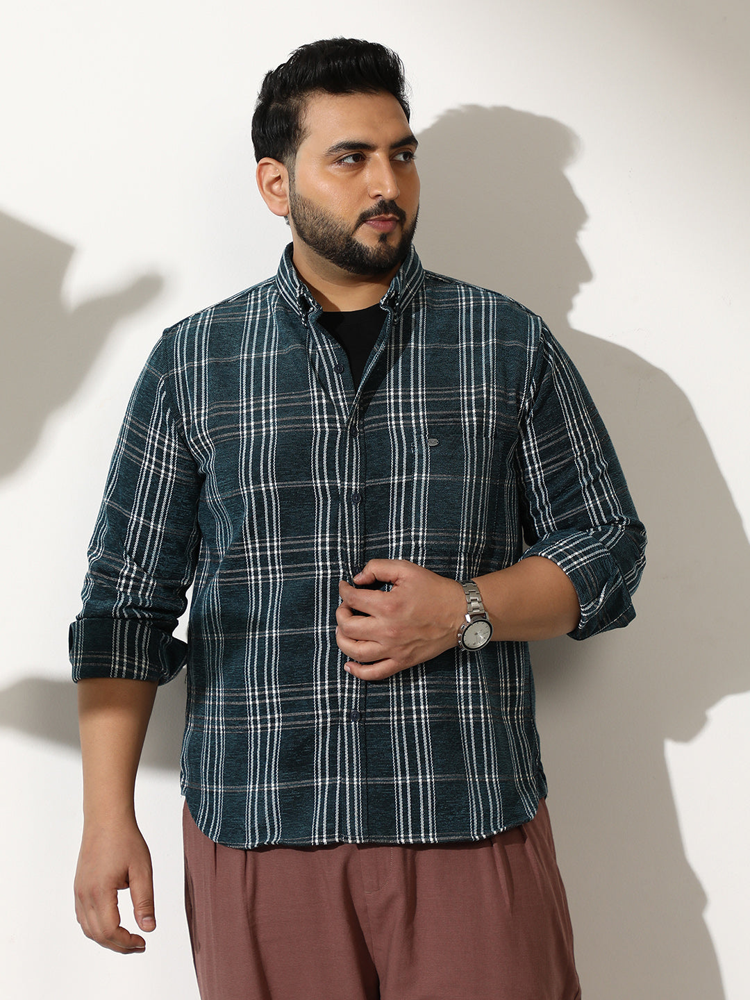 Plaid-Woven Regular Shirt