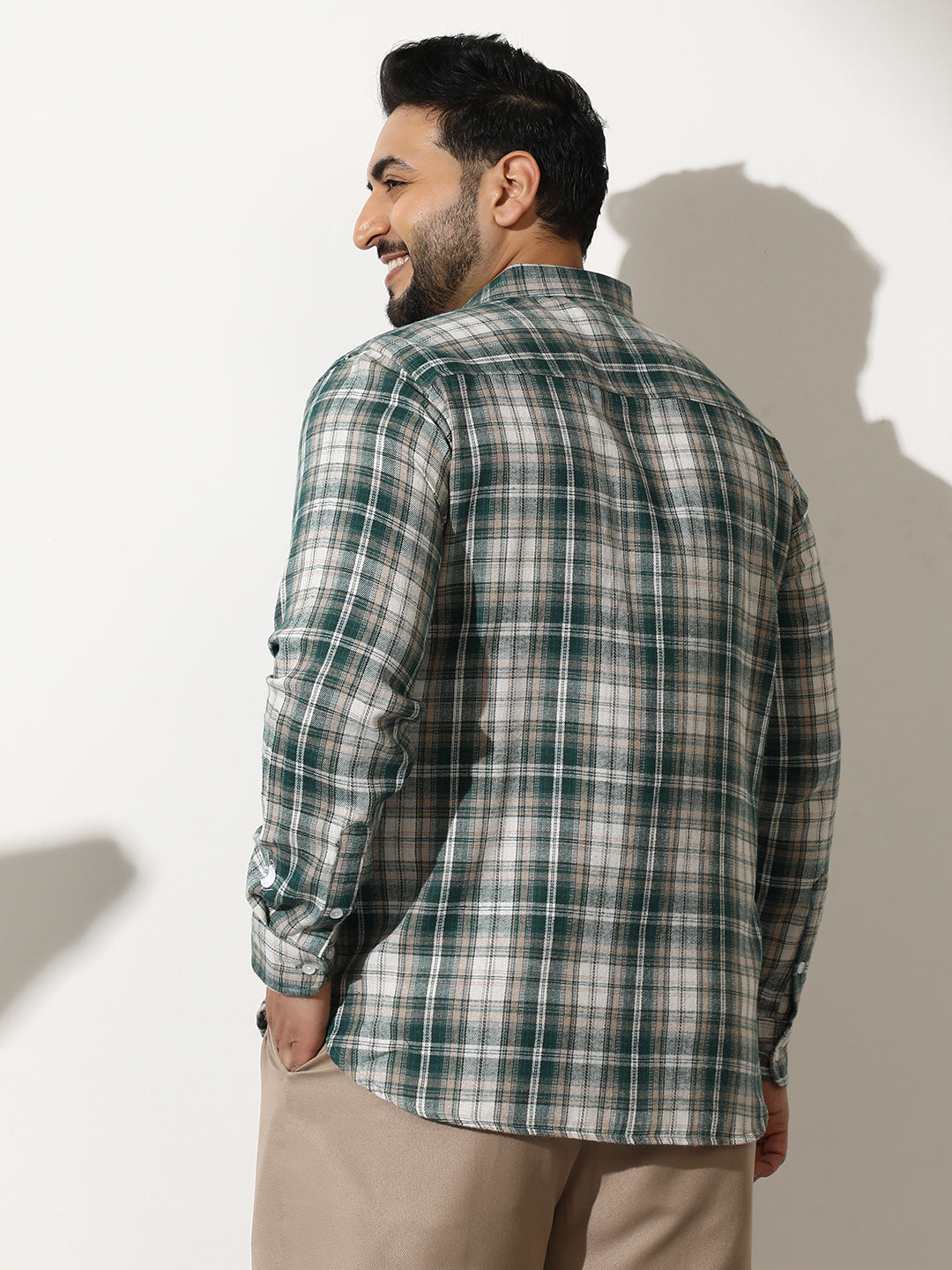 Button-Down Ombre-Plaid Shirt