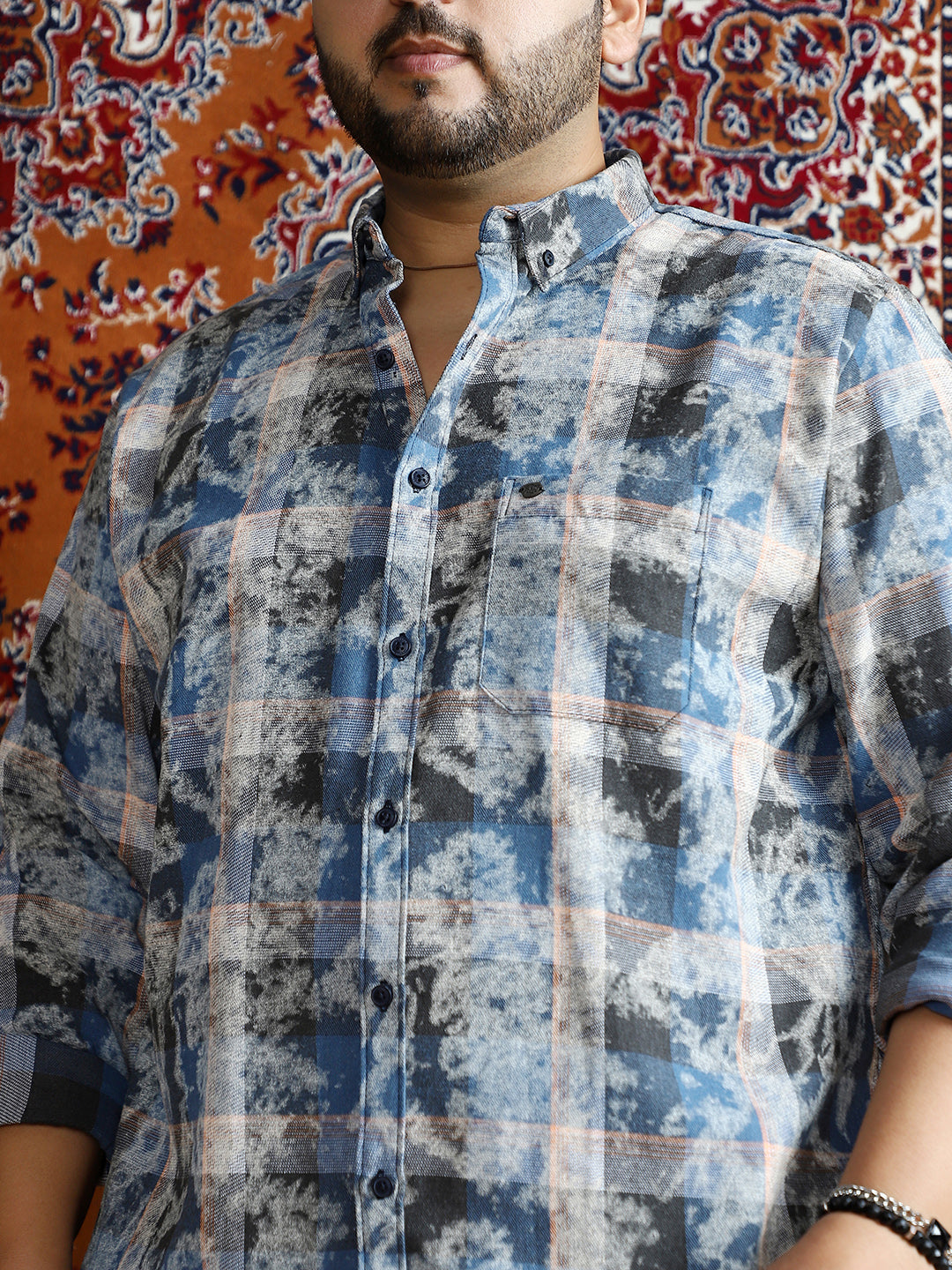 Faded-Plaid Regular Shirt