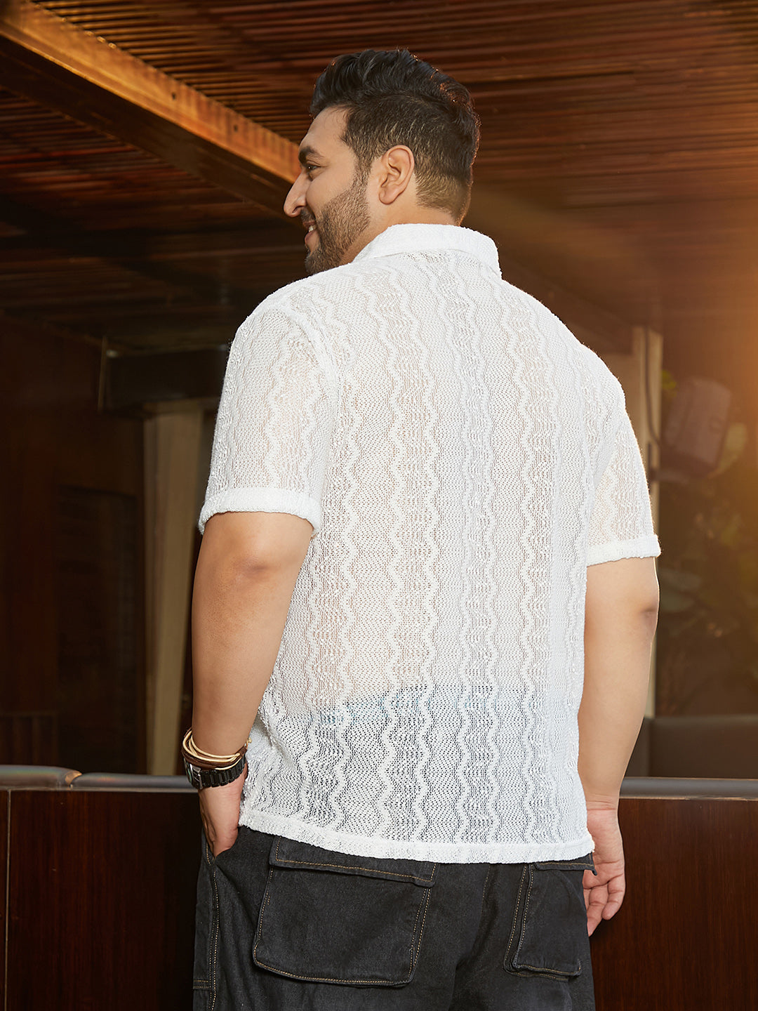 Swirl Open-Knit Shirt