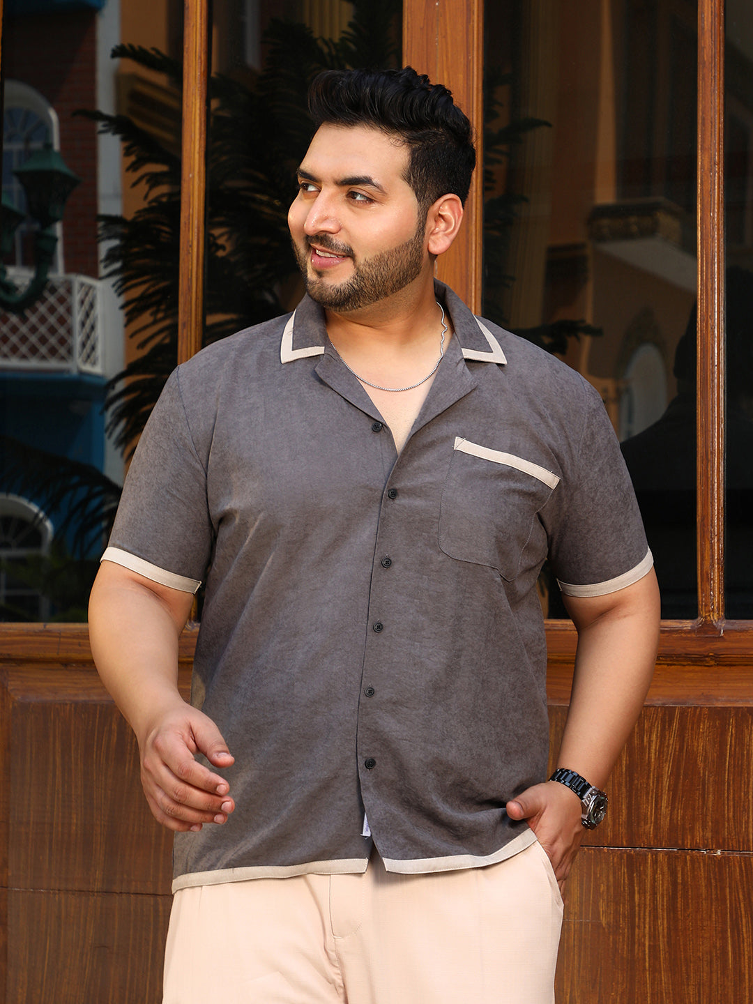 Contrast-Cuban Shirt