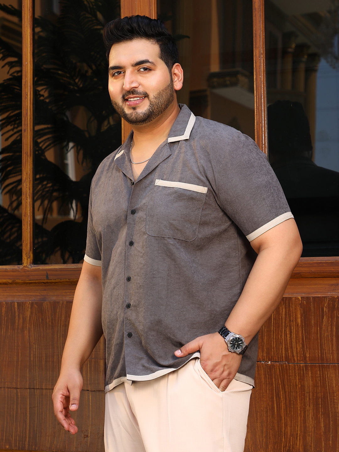 Contrast-Cuban Shirt