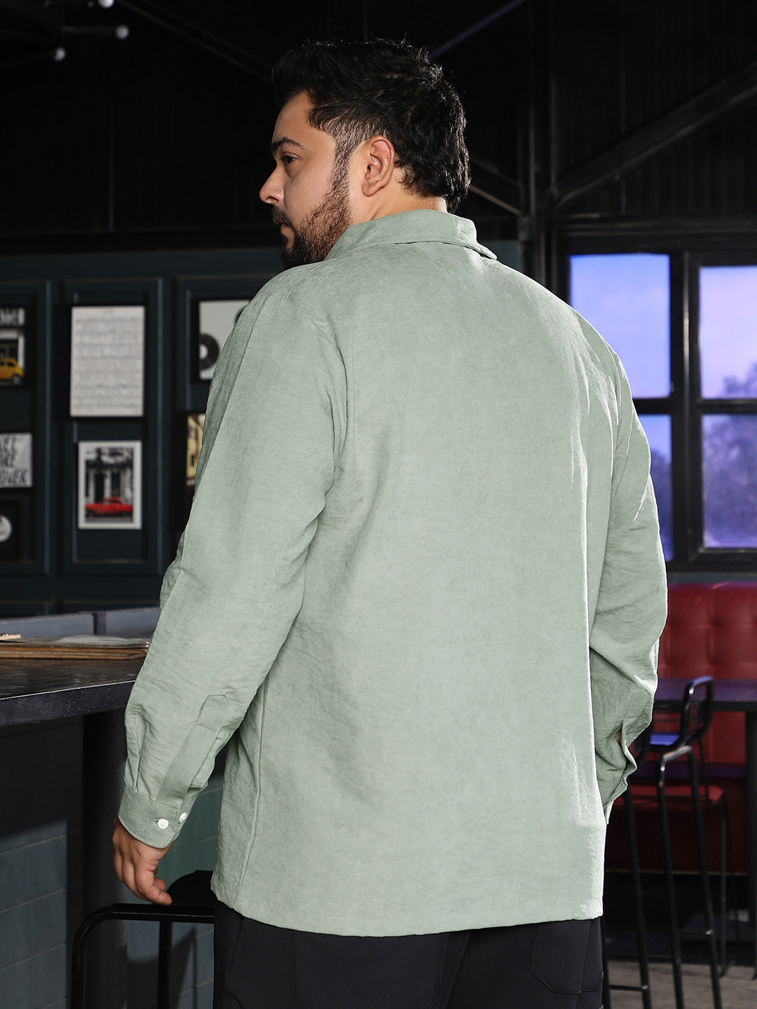 Solid Shawl Collar Relaxed Shirt