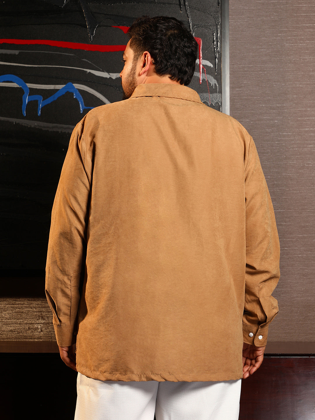 Solid Shawl Collar Relaxed Shirt