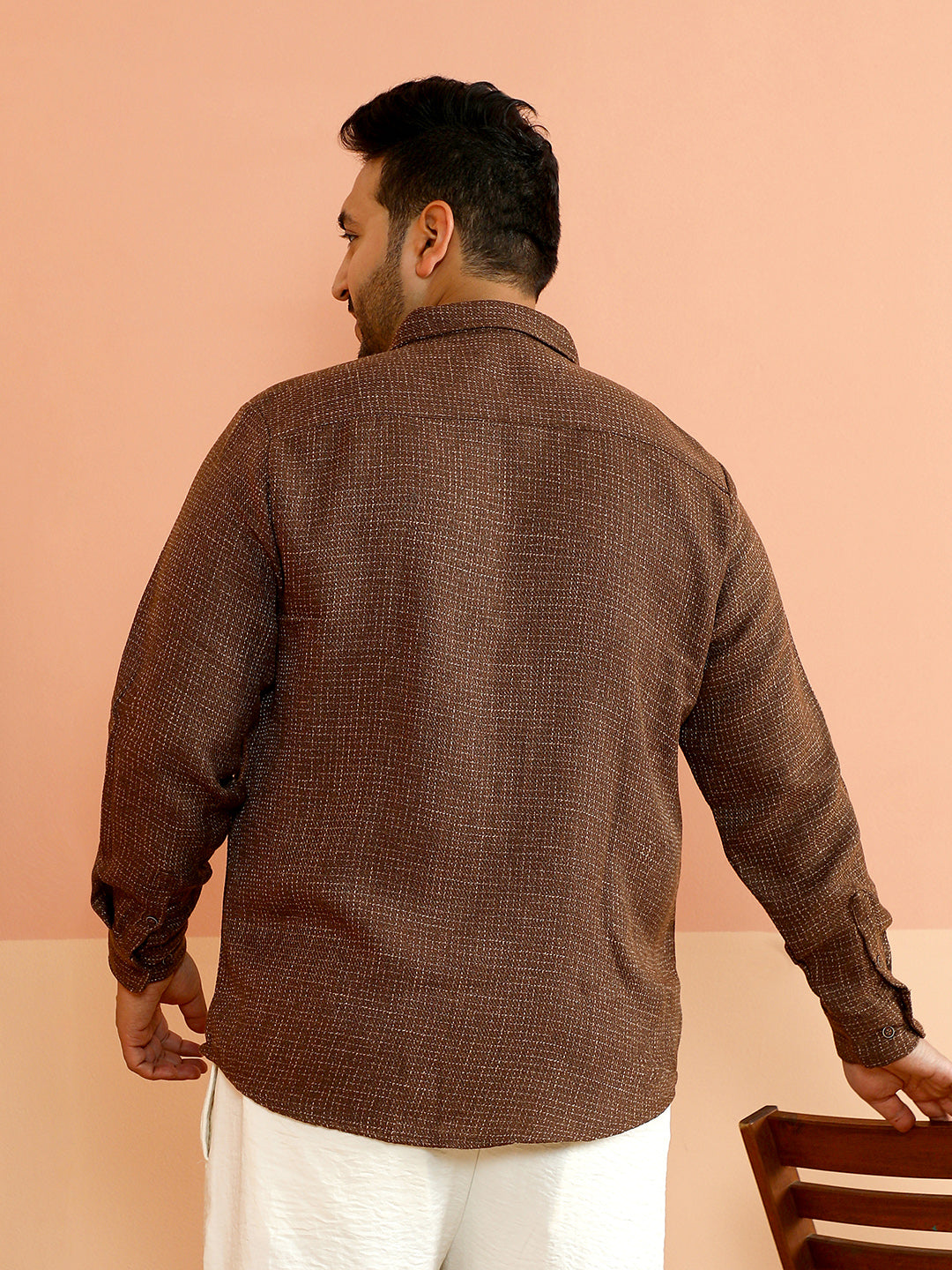 Contrast-Woven Grid Shirt