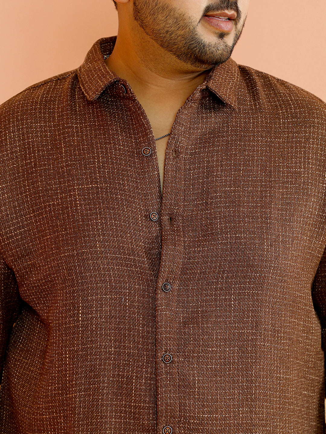 Contrast-Woven Grid Shirt