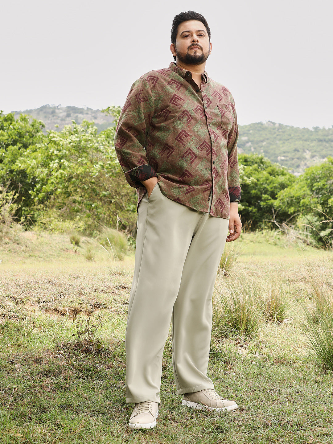 Cubic-Stamp Jacquard Shirt