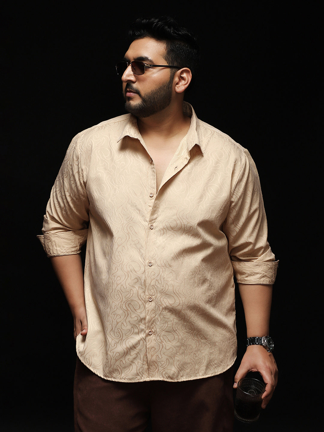 Abstract-Lined Jacquard Shirt
