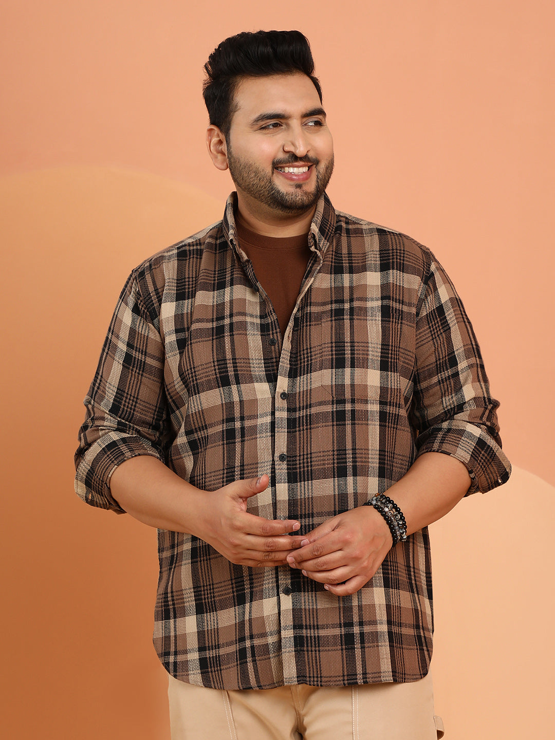 Plaid-Weave Regular Shirt