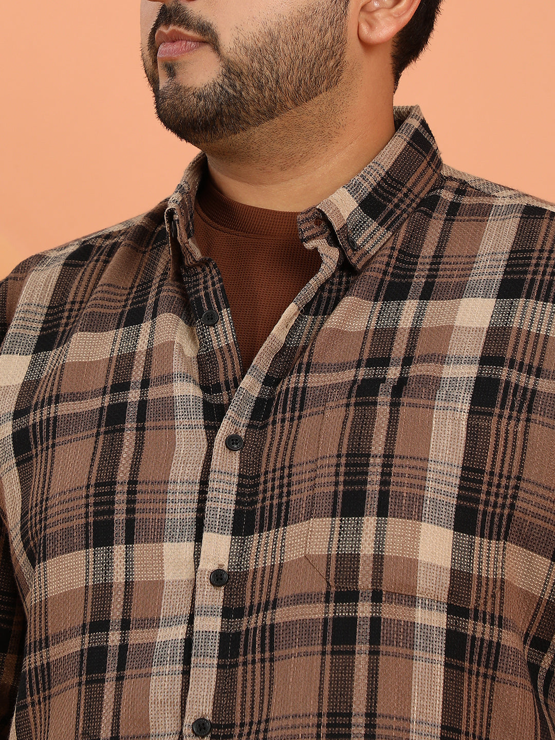 Plaid-Weave Regular Shirt