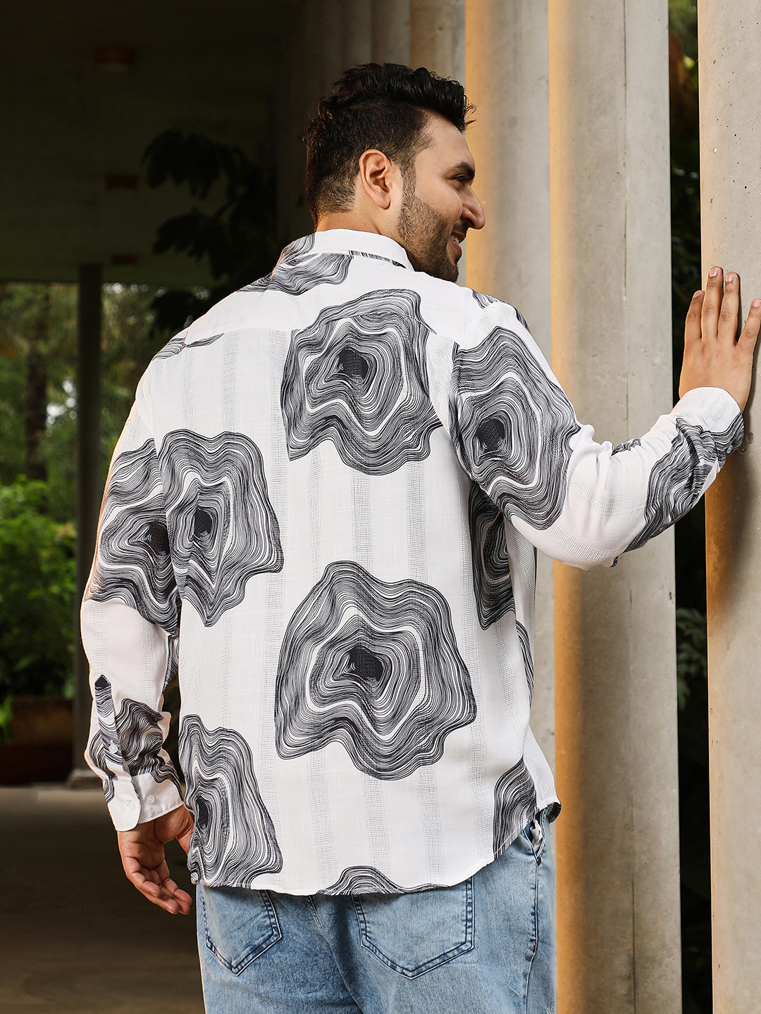 Contrast-Spool Jacquard Shirt
