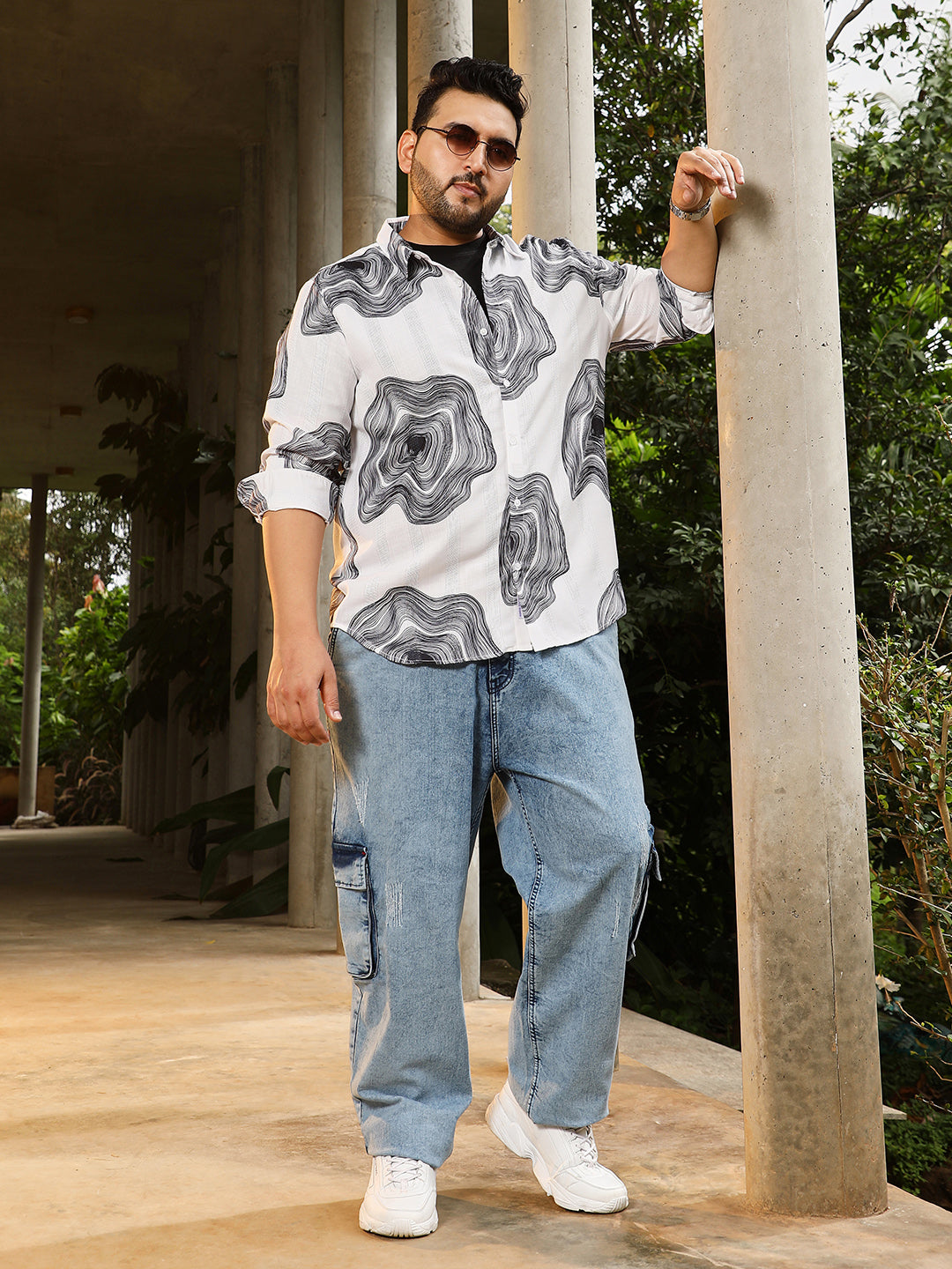 Contrast-Spool Jacquard Shirt