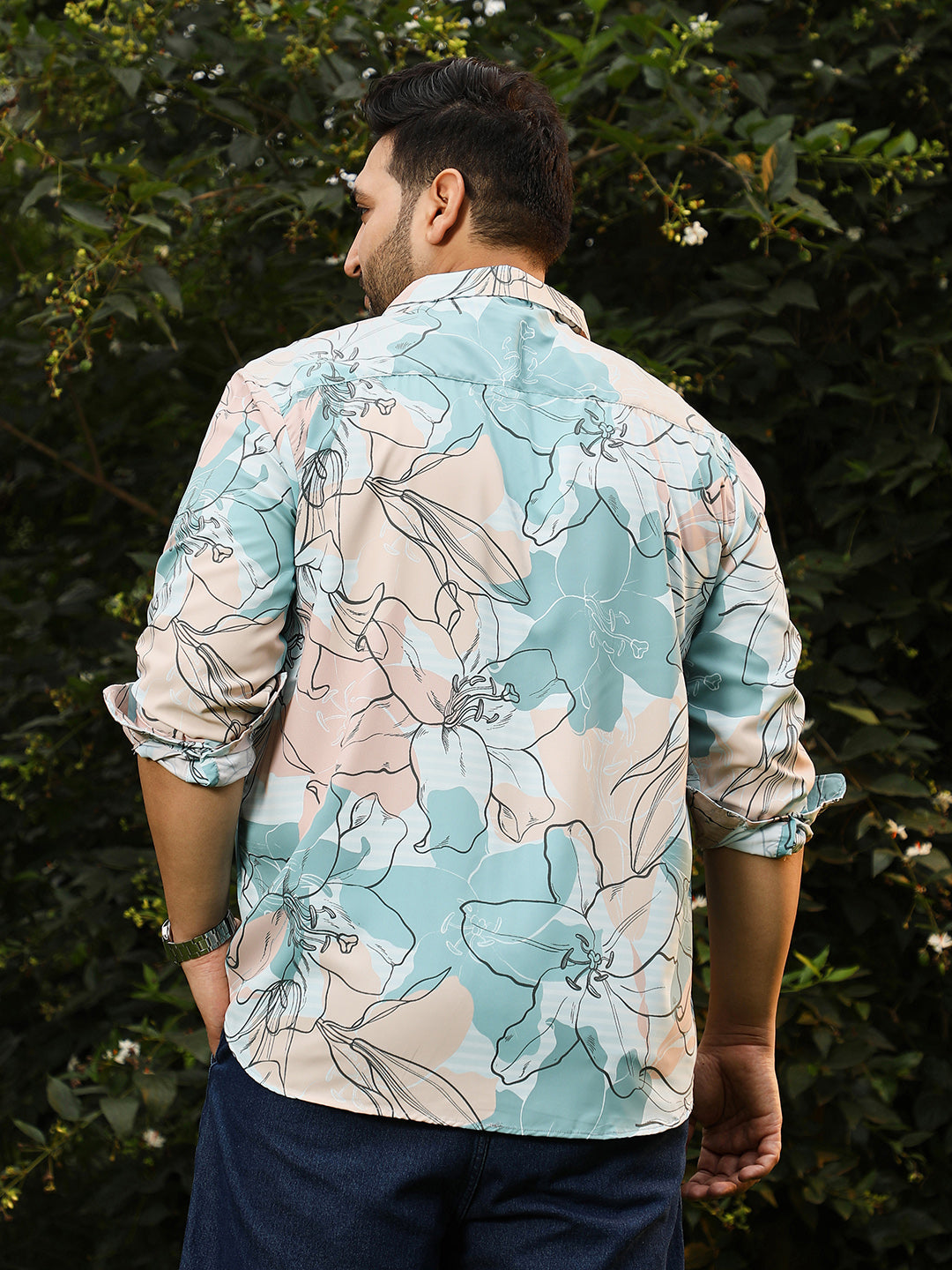 Botanical-Outline Imprint Shirt