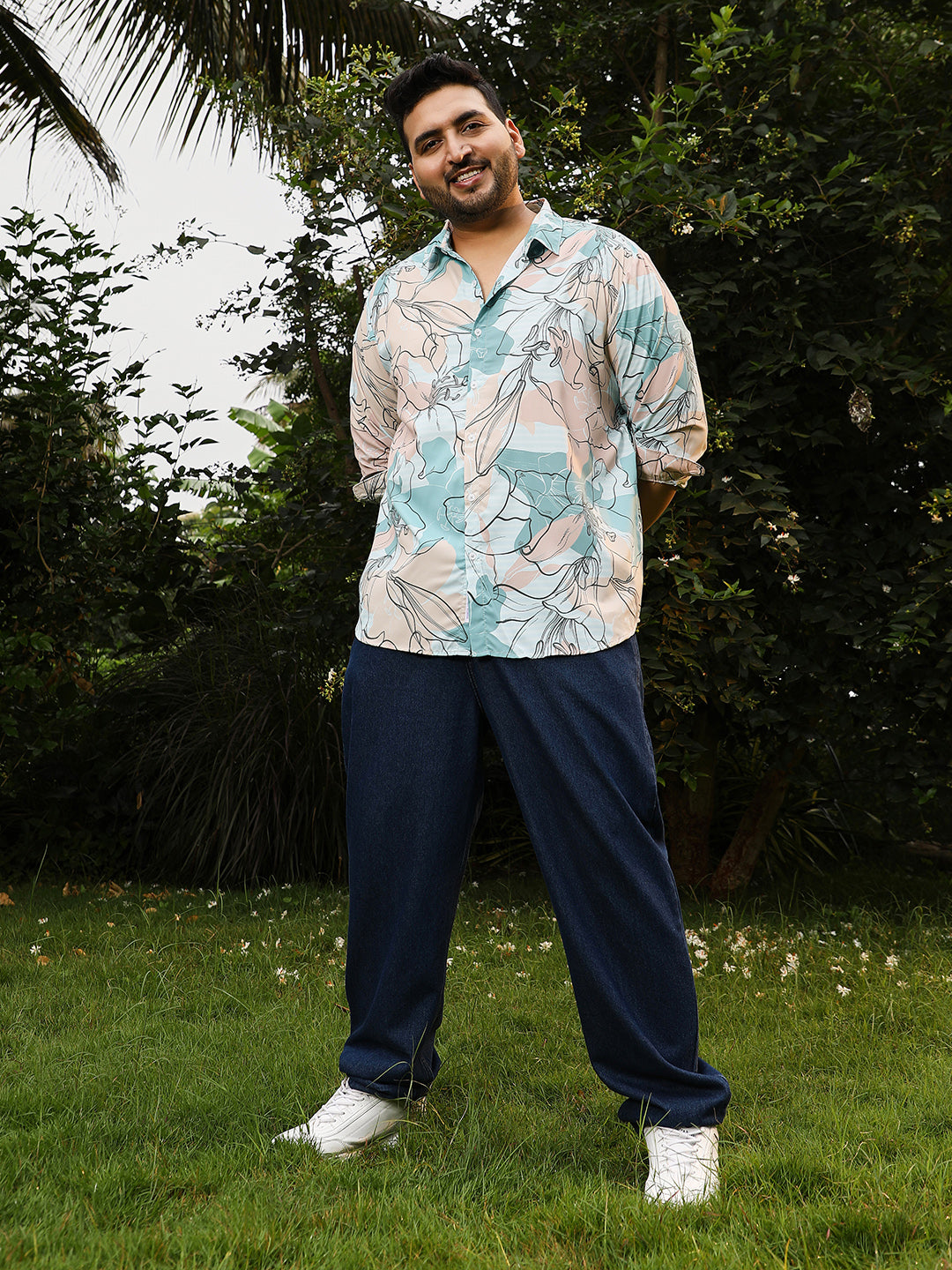 Botanical-Outline Imprint Shirt
