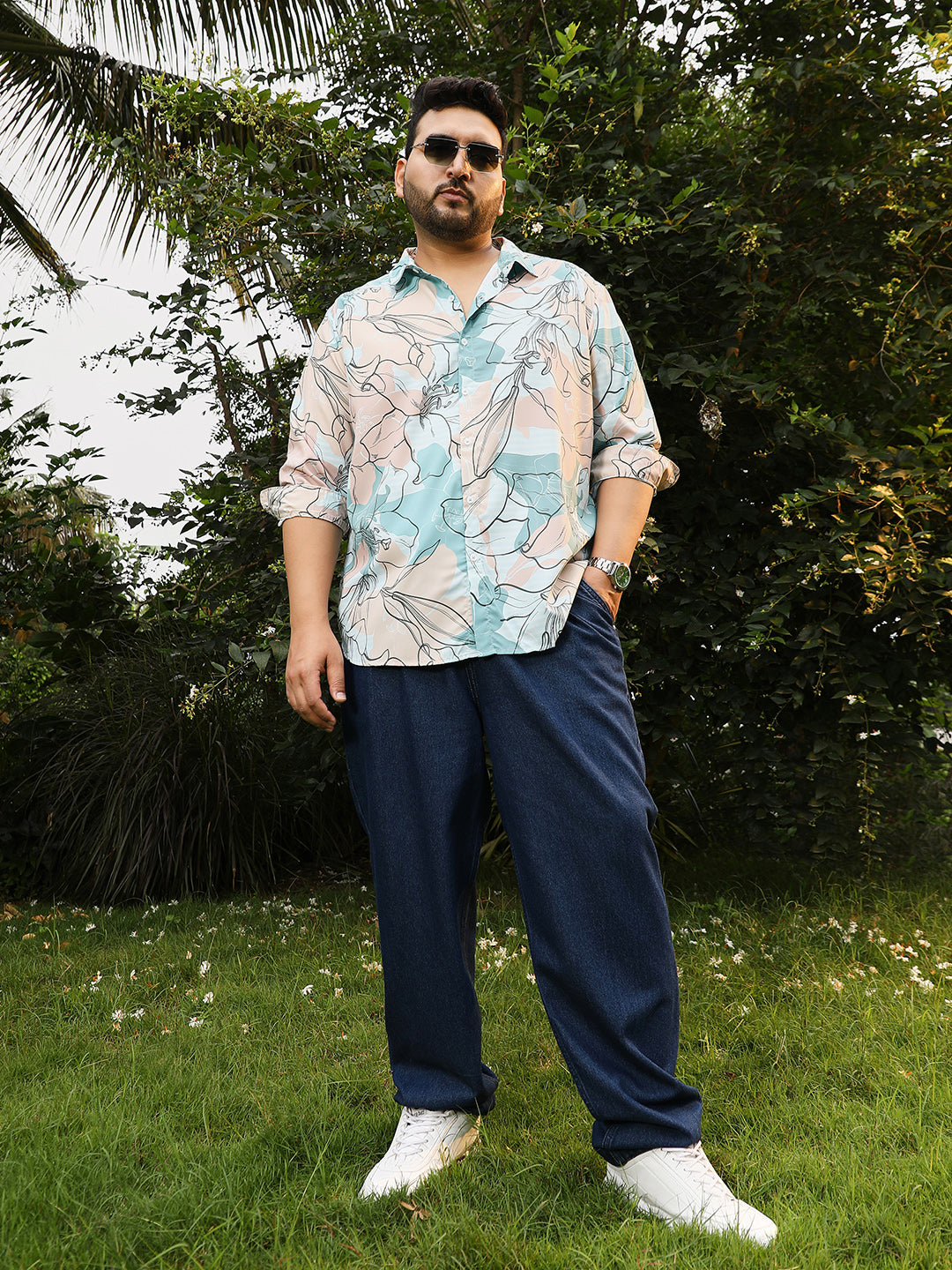 Botanical-Outline Imprint Shirt