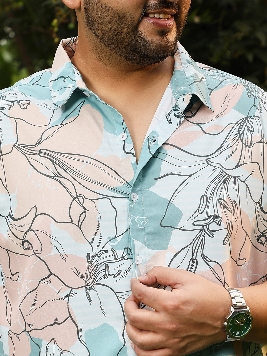 Botanical-Outline Imprint Shirt